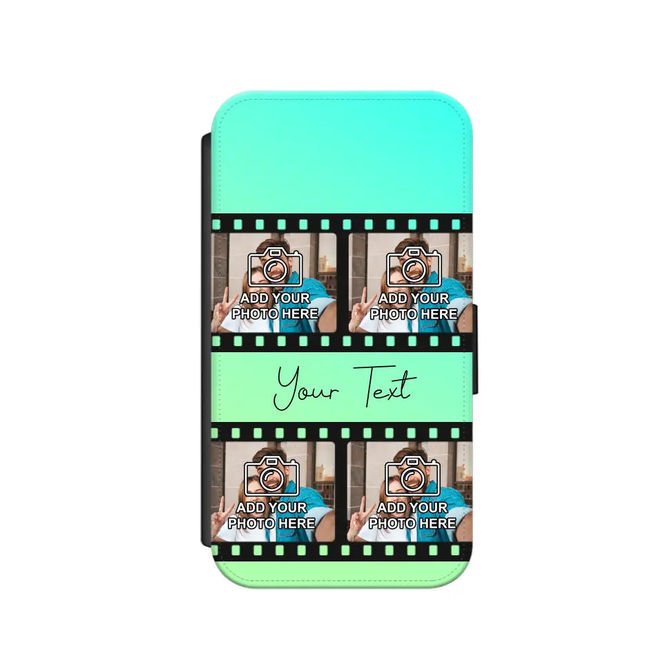 Film Reel No.2 Custom Photos Personalised Faux Leather Flip Case Wallet for iPhone / Samsung