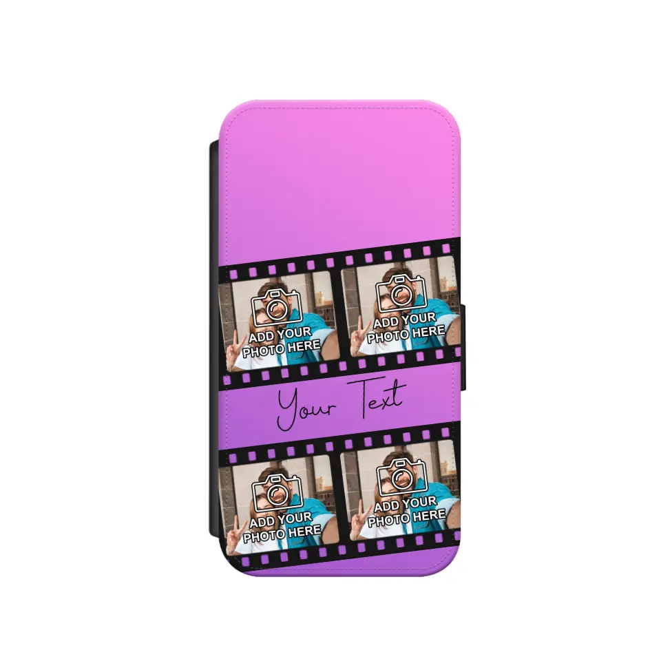 Film Reel No.1 Custom Photos Personalised Faux Leather Flip Case Wallet for iPhone / Samsung