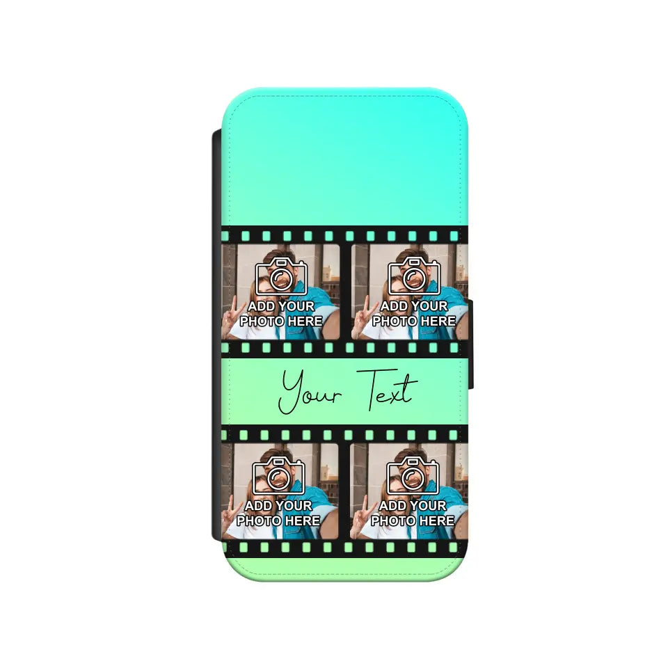 Film Reel No.2 Custom Photos Personalised Faux Leather Flip Case Wallet for iPhone / Samsung