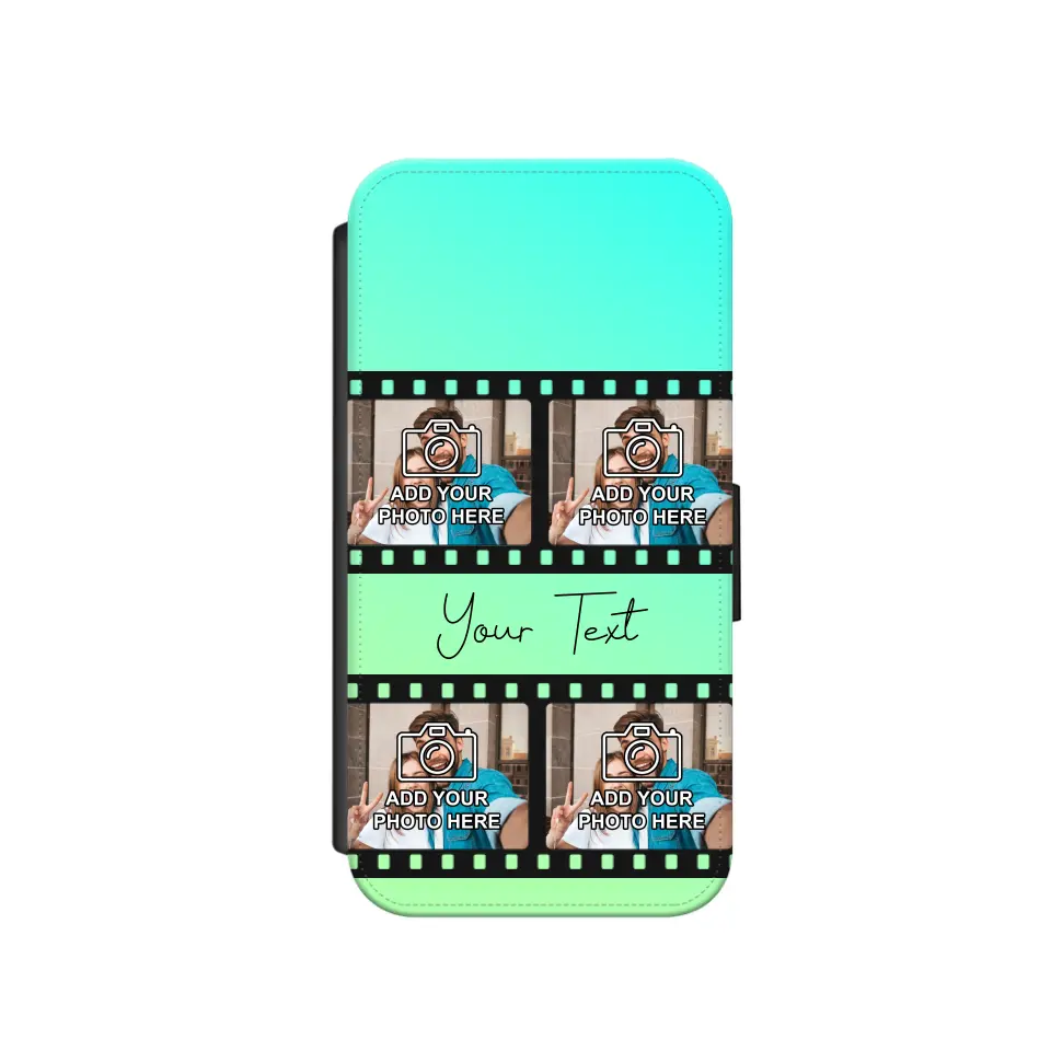 Film Reel No.2 Custom Photos Personalised Faux Leather Flip Case Wallet for iPhone / Samsung