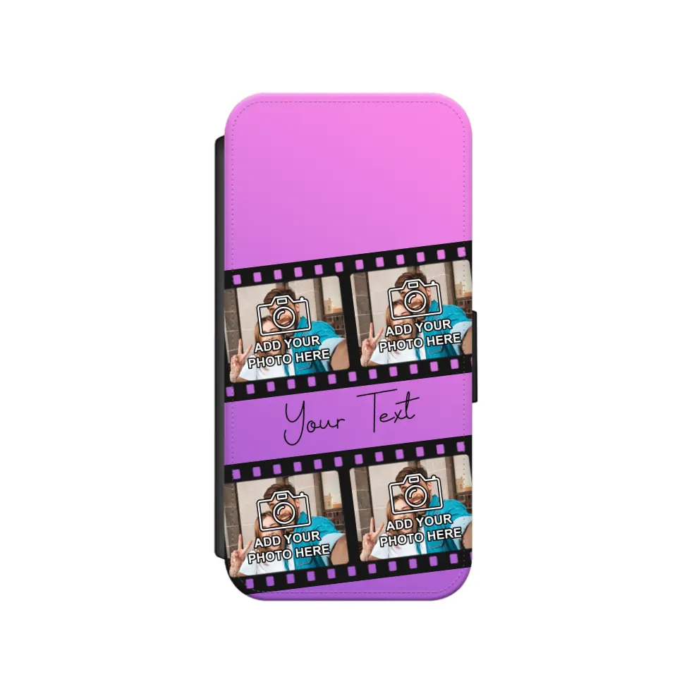 Film Reel No.1 Custom Photos Personalised Faux Leather Flip Case Wallet for iPhone / Samsung