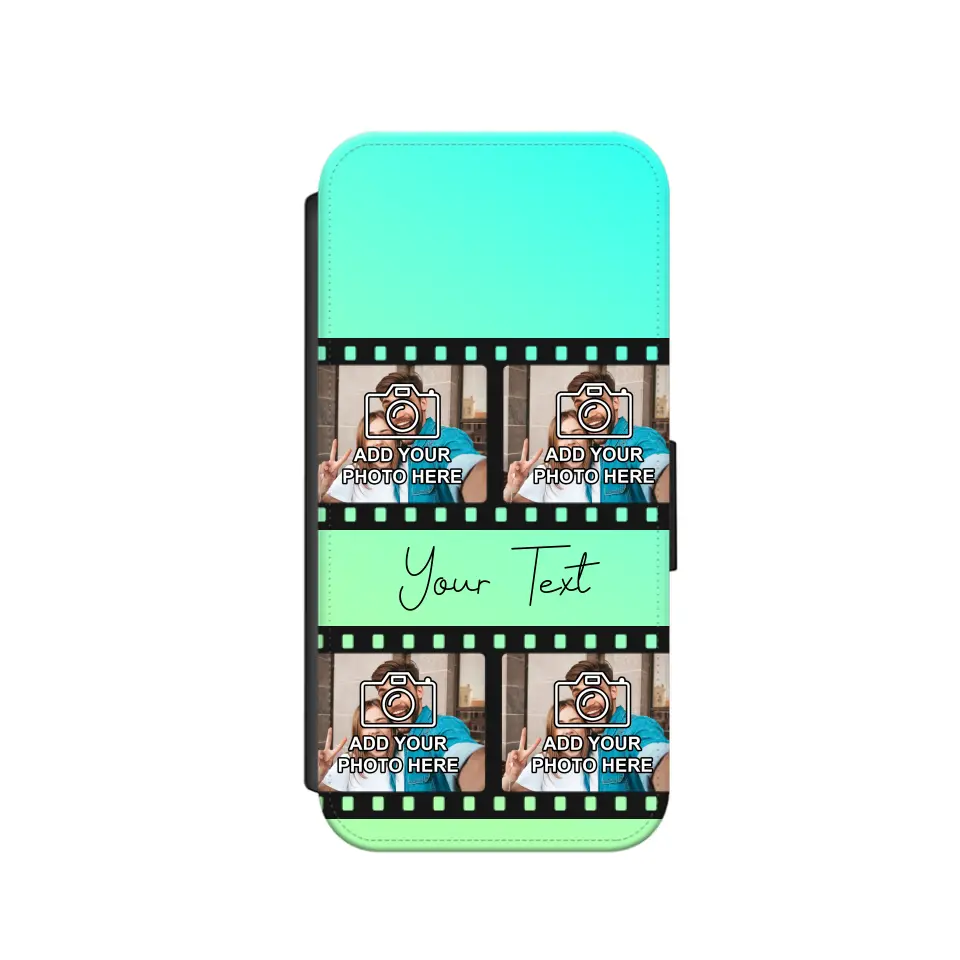 Film Reel No.2 Custom Photos Personalised Faux Leather Flip Case Wallet for iPhone / Samsung