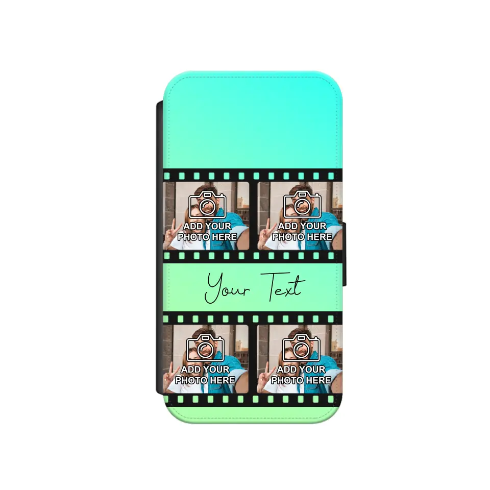 Film Reel No.2 Custom Photos Personalised Faux Leather Flip Case Wallet for iPhone / Samsung