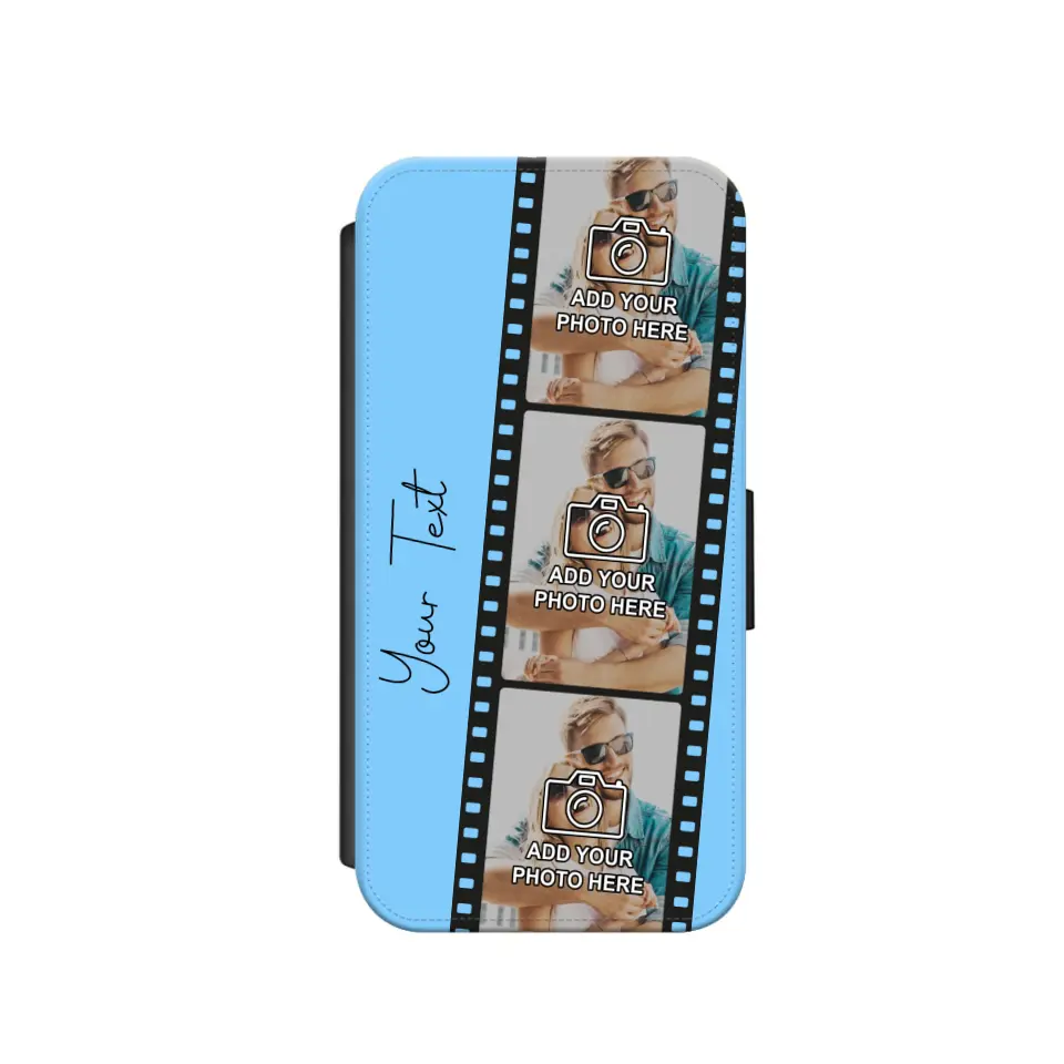 Custom Personalised Film Reel No.6 Faux Leather Flip Case Wallet for iPhone / Samsung