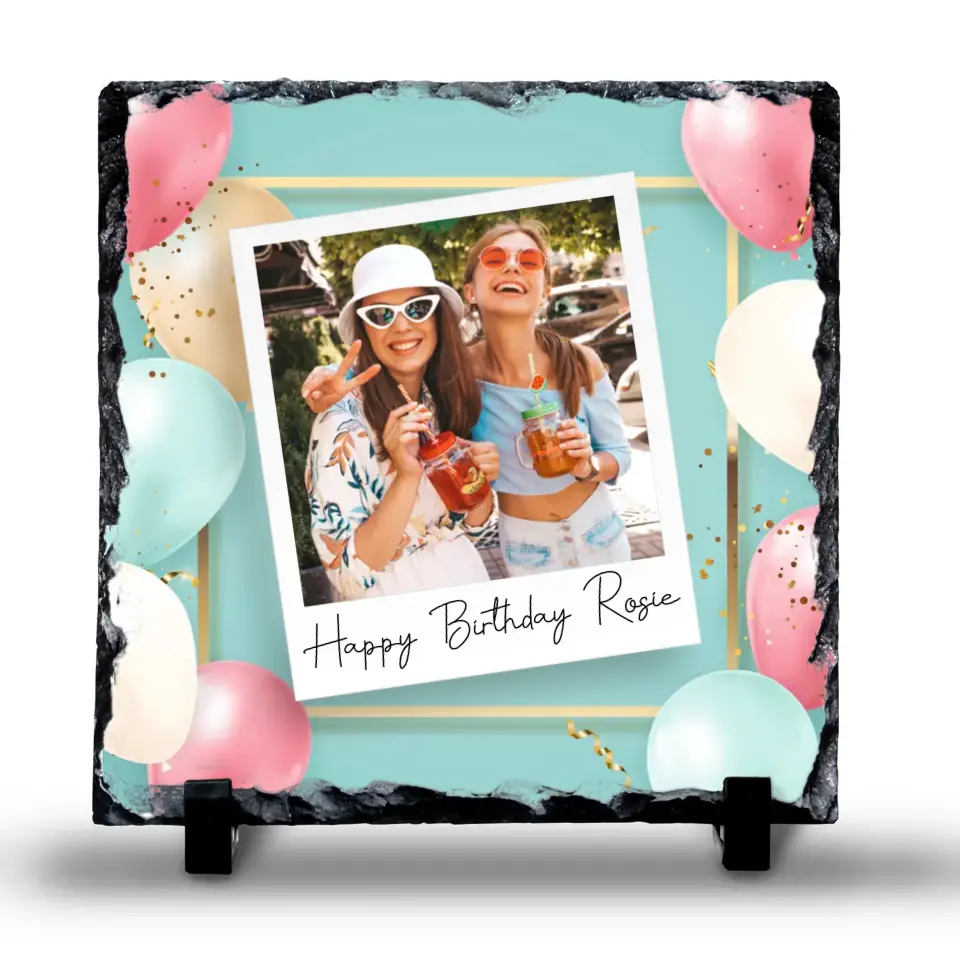 Custom Personalised Photo Slate - Retro-Inspired Frame Design with Custom Text