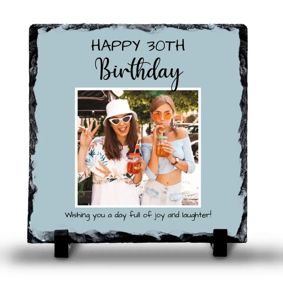 Custom Personalised Birthday Milestone  Photo Slate - Custom Photo, Background Colour & Quote