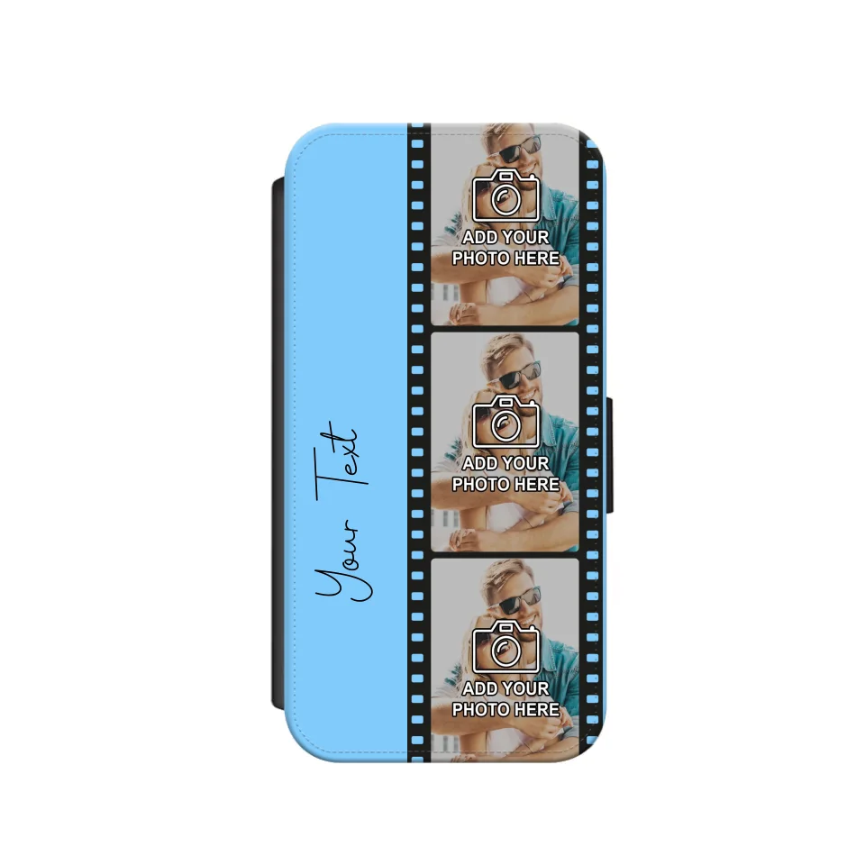 Custom Personalised Film Reel No.5 Faux Leather Flip Case Wallet for iPhone / Samsung