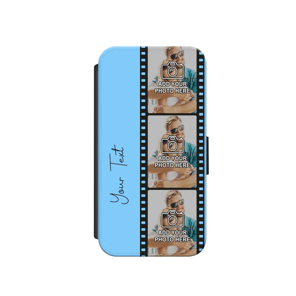 Custom Personalised Film Reel No.5 Faux Leather Flip Case Wallet for iPhone / Samsung