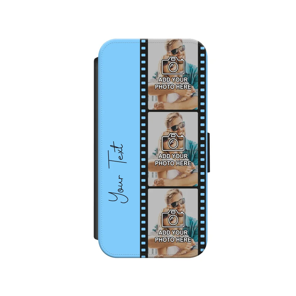 Custom Personalised Film Reel No.5 Faux Leather Flip Case Wallet for iPhone / Samsung