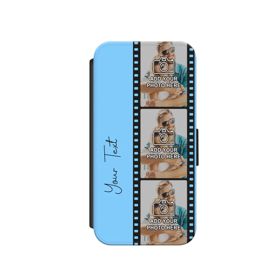 Custom Personalised Film Reel No.5 Faux Leather Flip Case Wallet for iPhone / Samsung