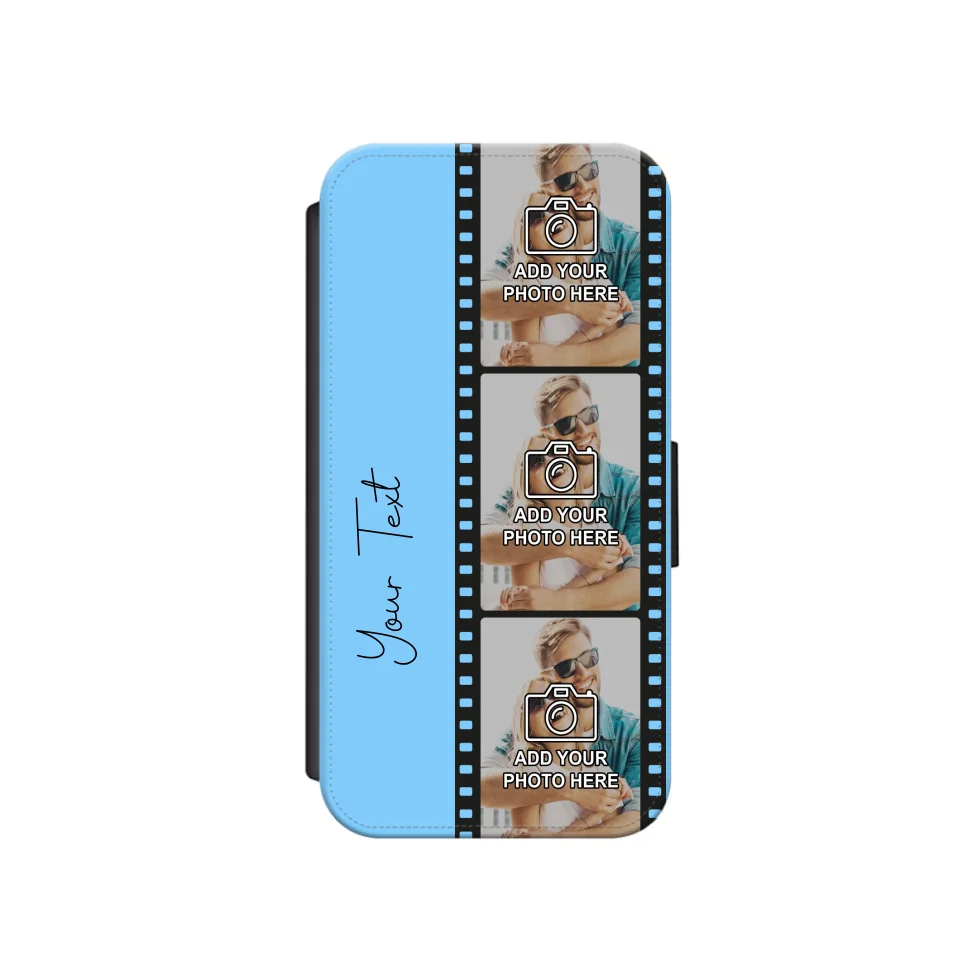 Custom Personalised Film Reel No.5 Faux Leather Flip Case Wallet for iPhone / Samsung