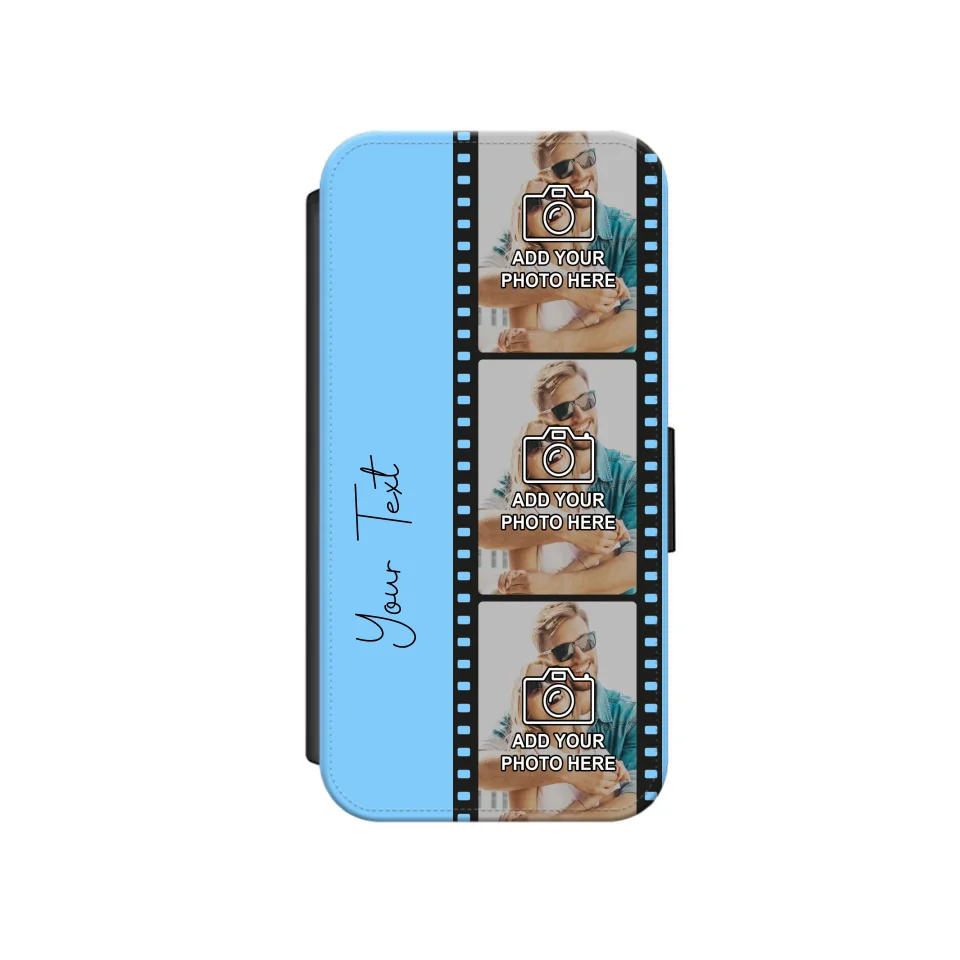 Custom Personalised Film Reel No.5 Faux Leather Flip Case Wallet for iPhone / Samsung