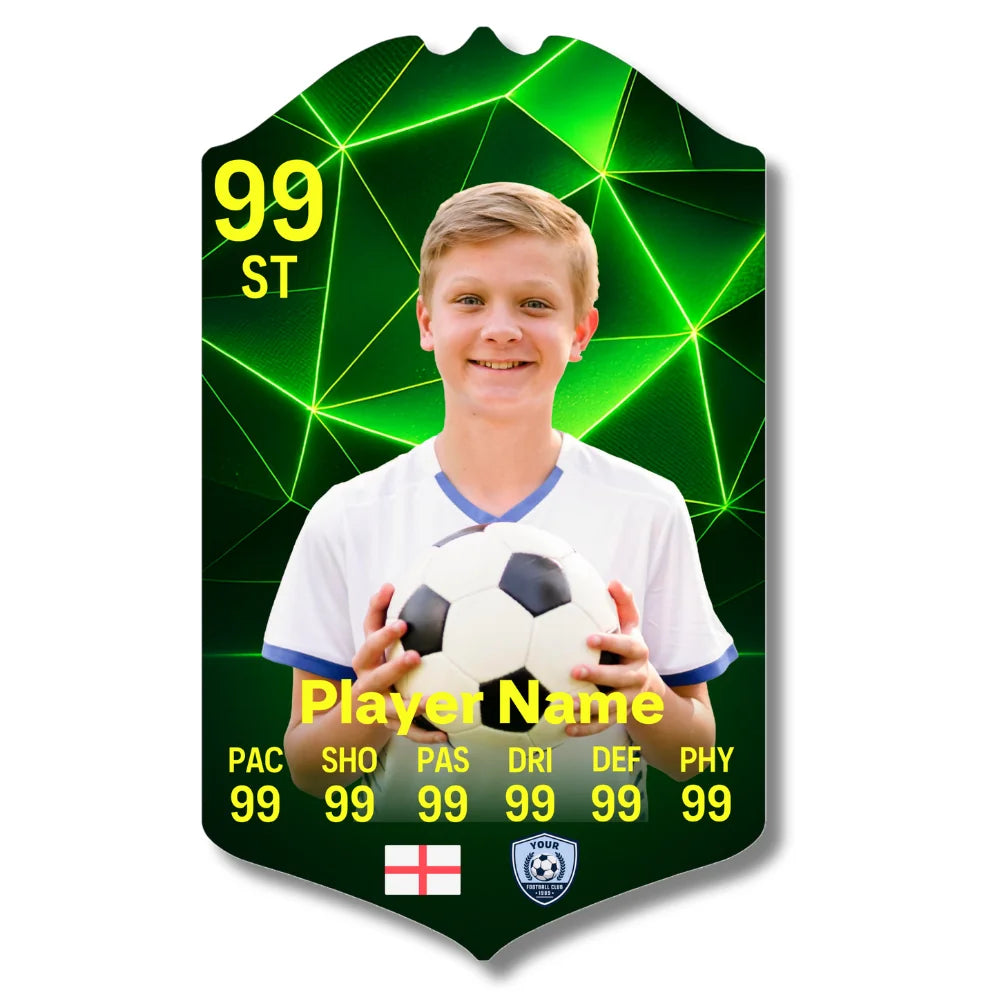 Personalised Football Card - Green Geo - Perfect Gift for Football Fans