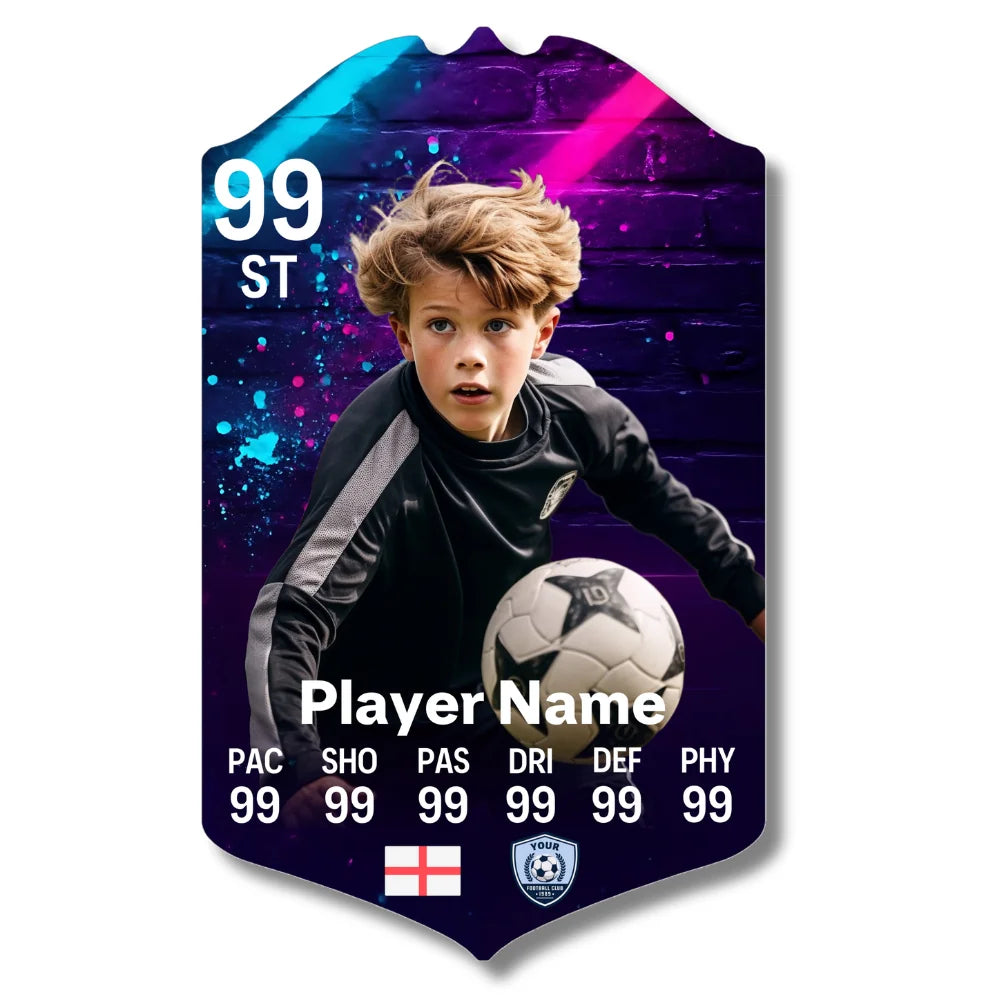 Personalised Football Card - Synthwave Brick Wall - Perfect Gift for Football Fans