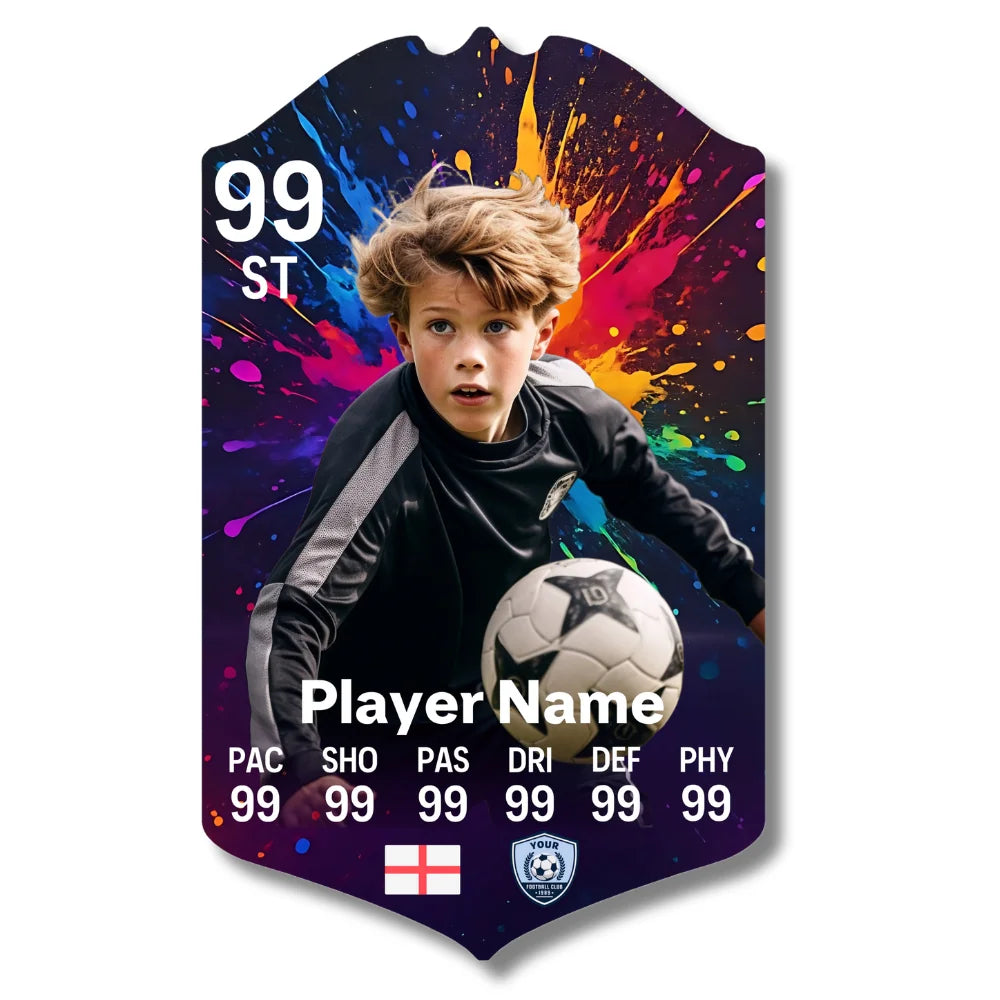 Personalised Football Card - Paint Splatter - Ultimate Gift for Football Fans