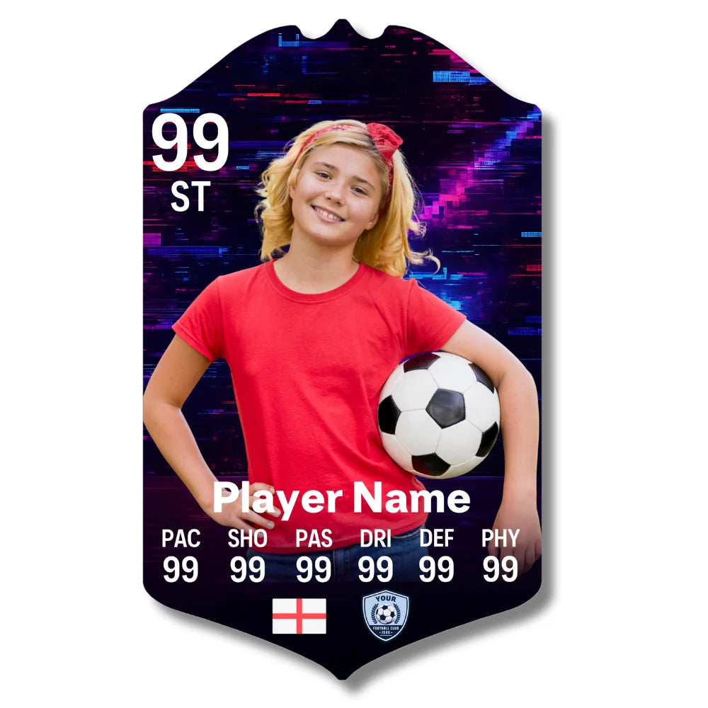 Personalised Football Card - Neon Glitch - Ultimate Gift for Football Fans