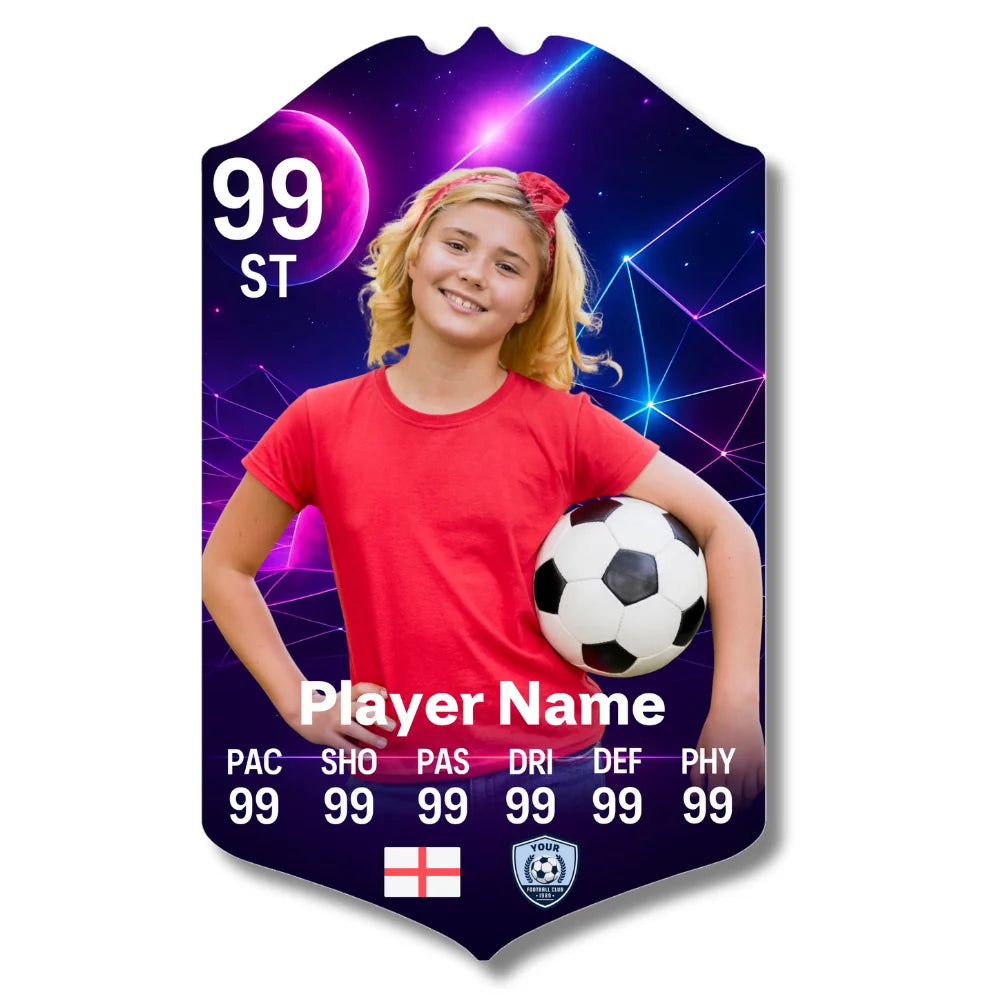Personalised Football Card - Futuristic Neon - Ultimate Gift for Football Fans
