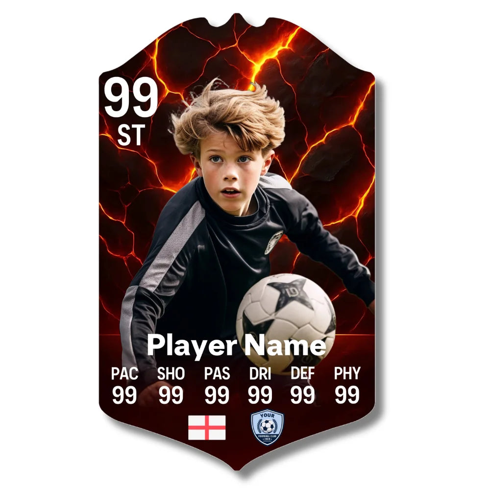 Personalised Football Card - Lava Magma - Ultimate Gift for Football Fans