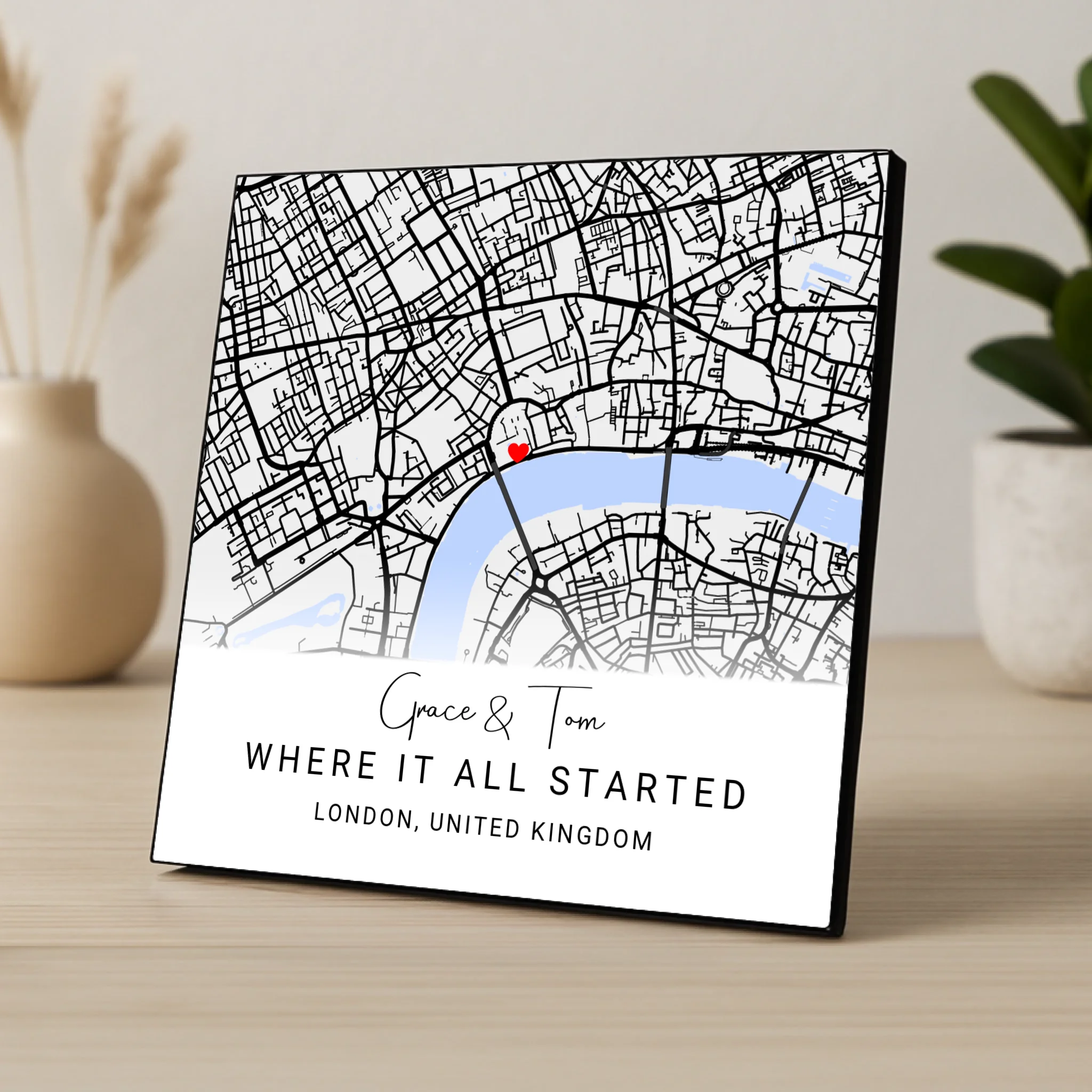Custom Personalised Couples Map Photo Panel - Custom Locations & Special Moments