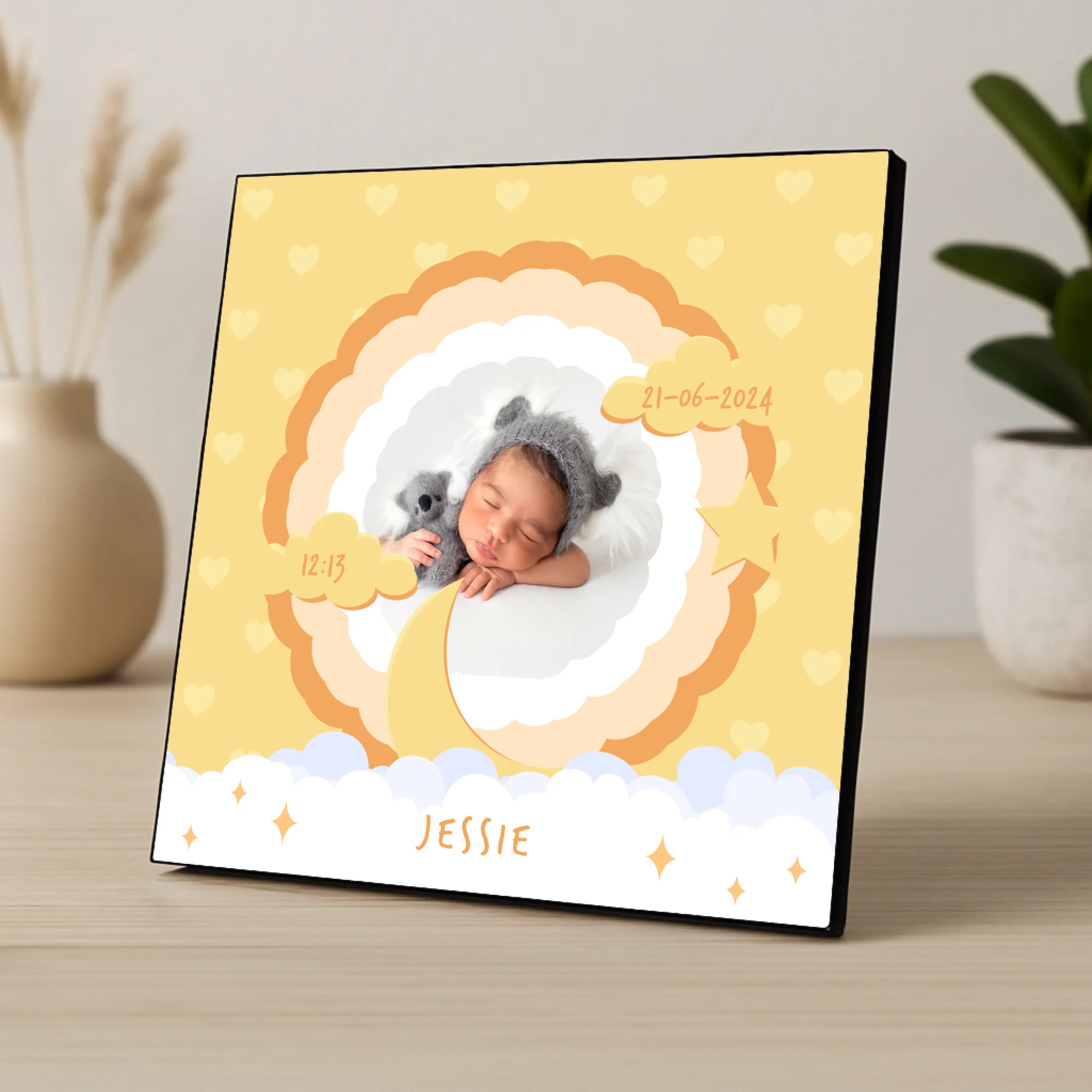 Custom Personalised Birth Announcement Photo Panel - Yellows