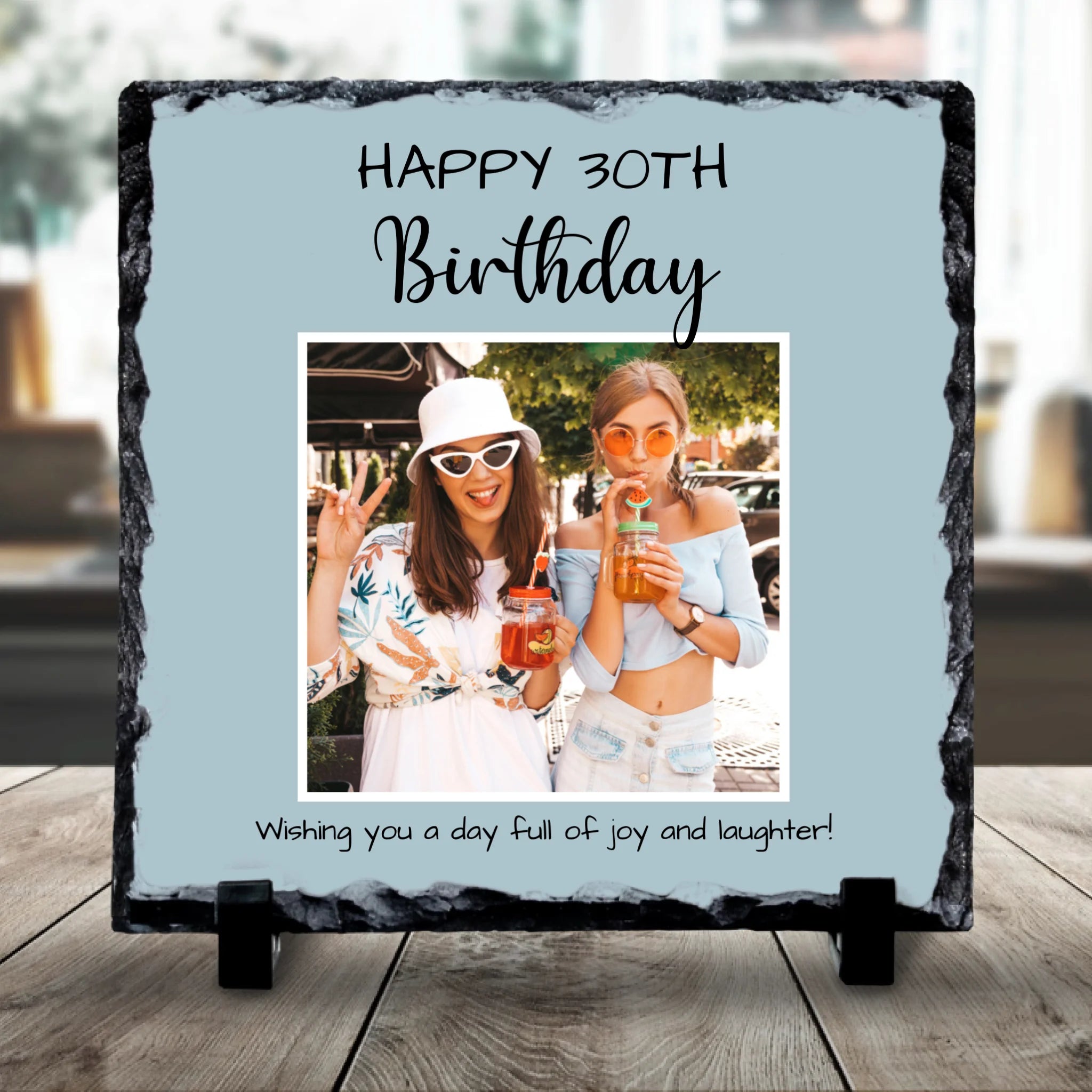 Custom Personalised Birthday Milestone  Photo Slate - Custom Photo, Background Colour & Quote