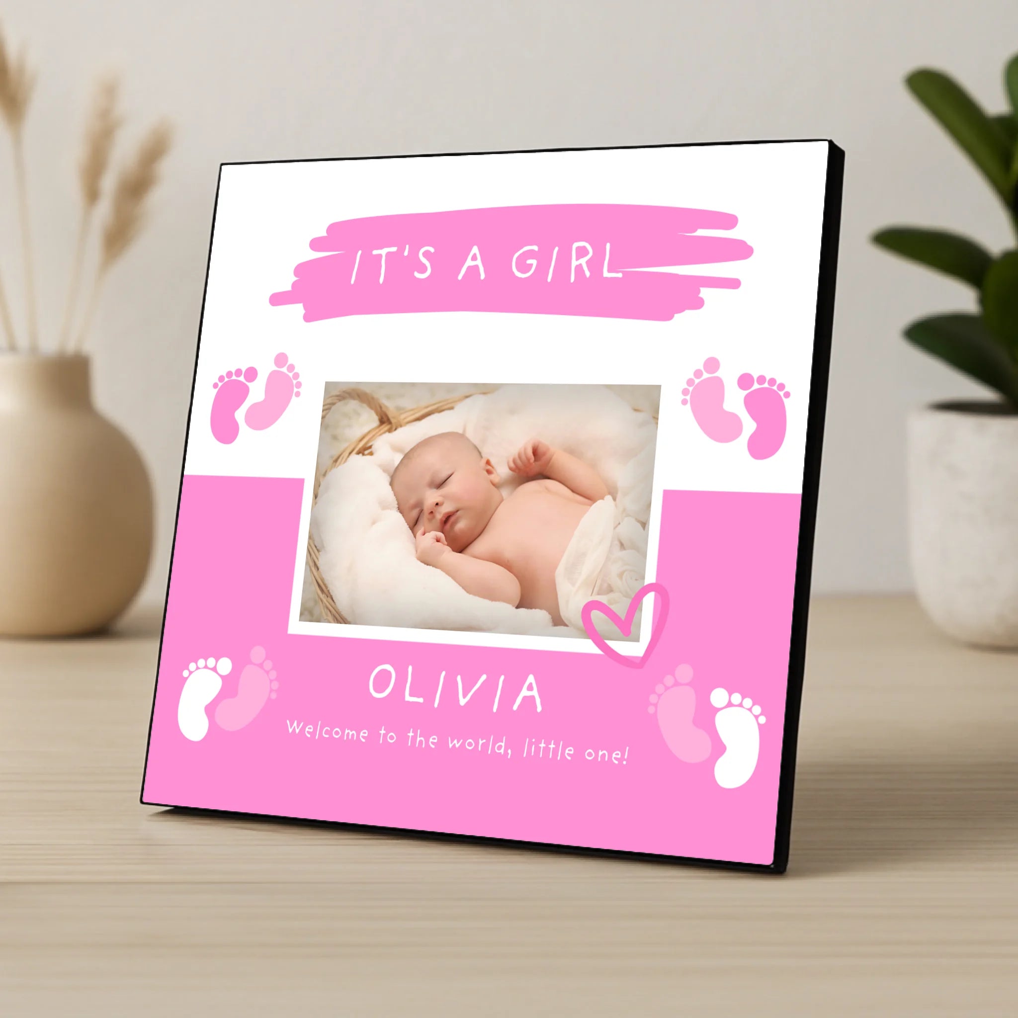Custom Personalised Birth Announcement Photo Panel - It's A Girl