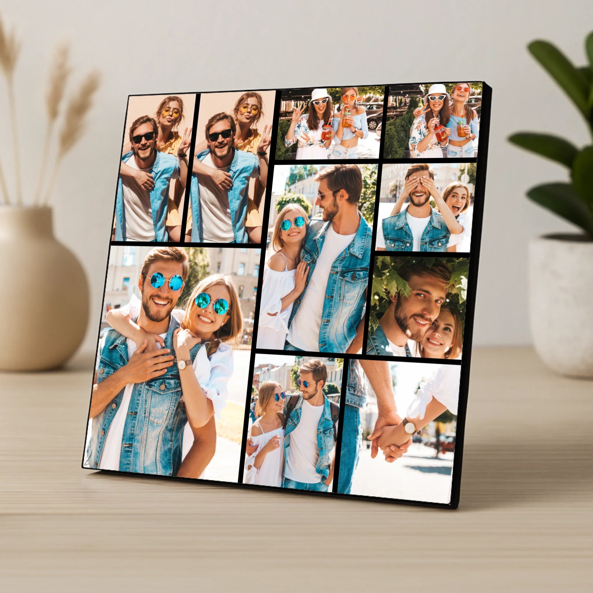 Custom Personalised 10 Photo Collage Photo Panel - Change Grid Colour