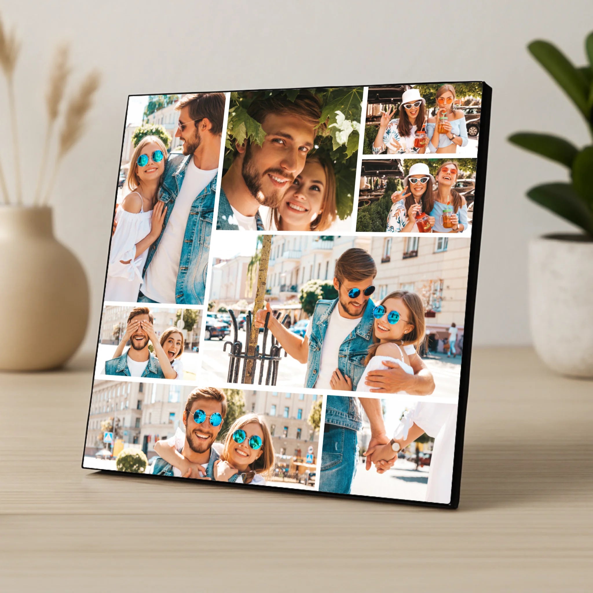 Custom Personalised 8 Photo Collage Photo Panel - Change Grid Colours