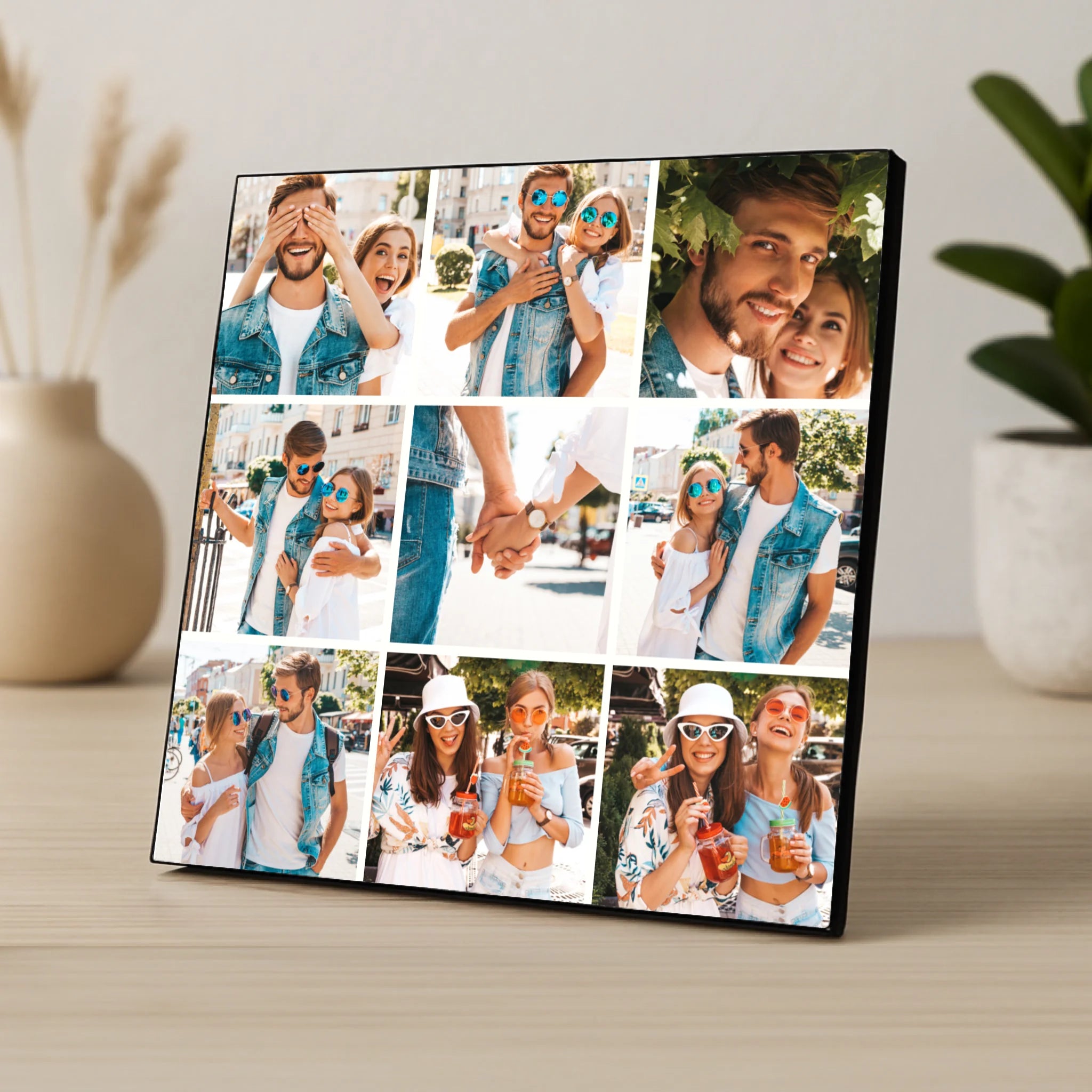 Custom Personalised 9 Photo Collage Photo Panel - Change Grid Colour