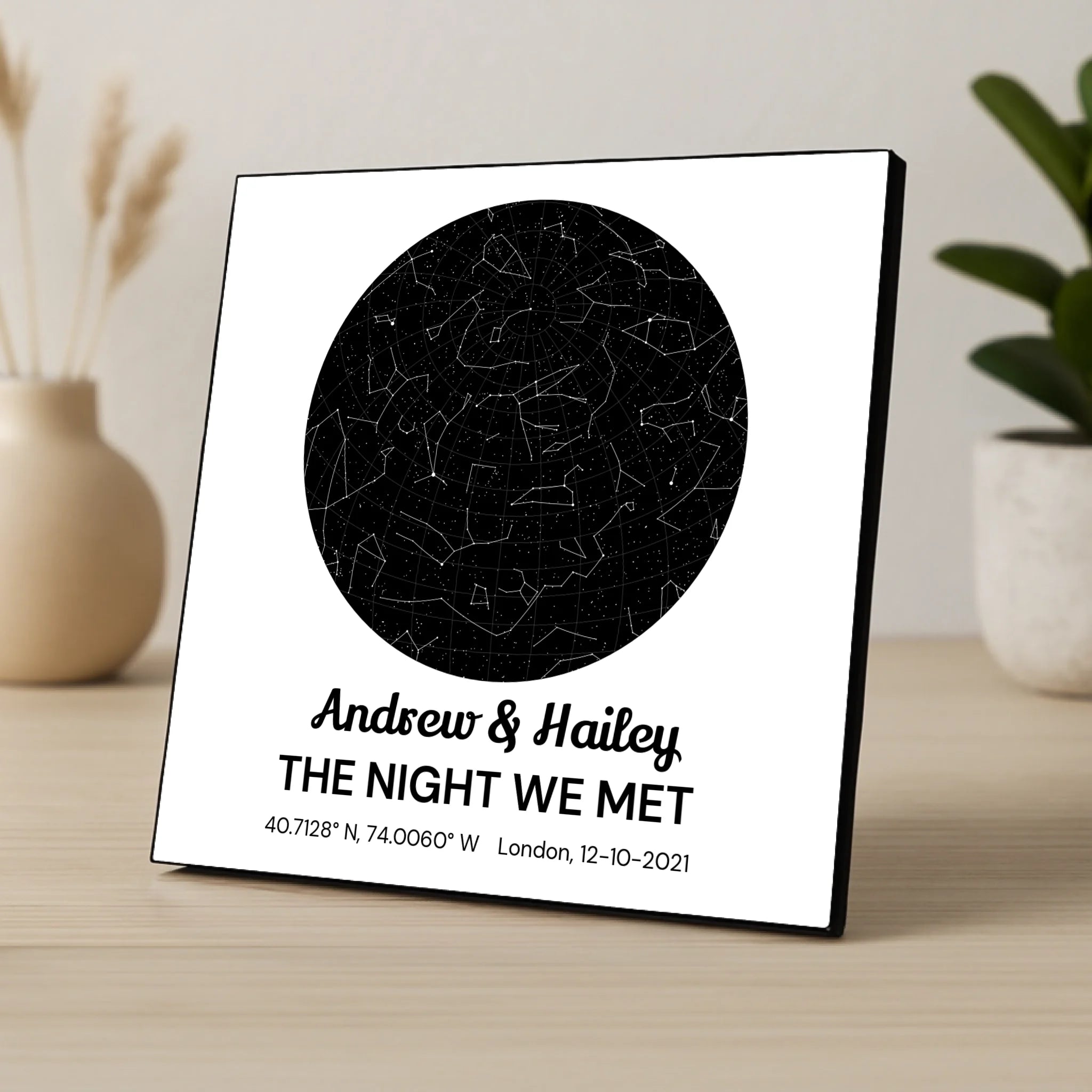 Custom Personalised Star Map Photo Panel - Custom Quote, Date & Text - Perfect Couples Gift