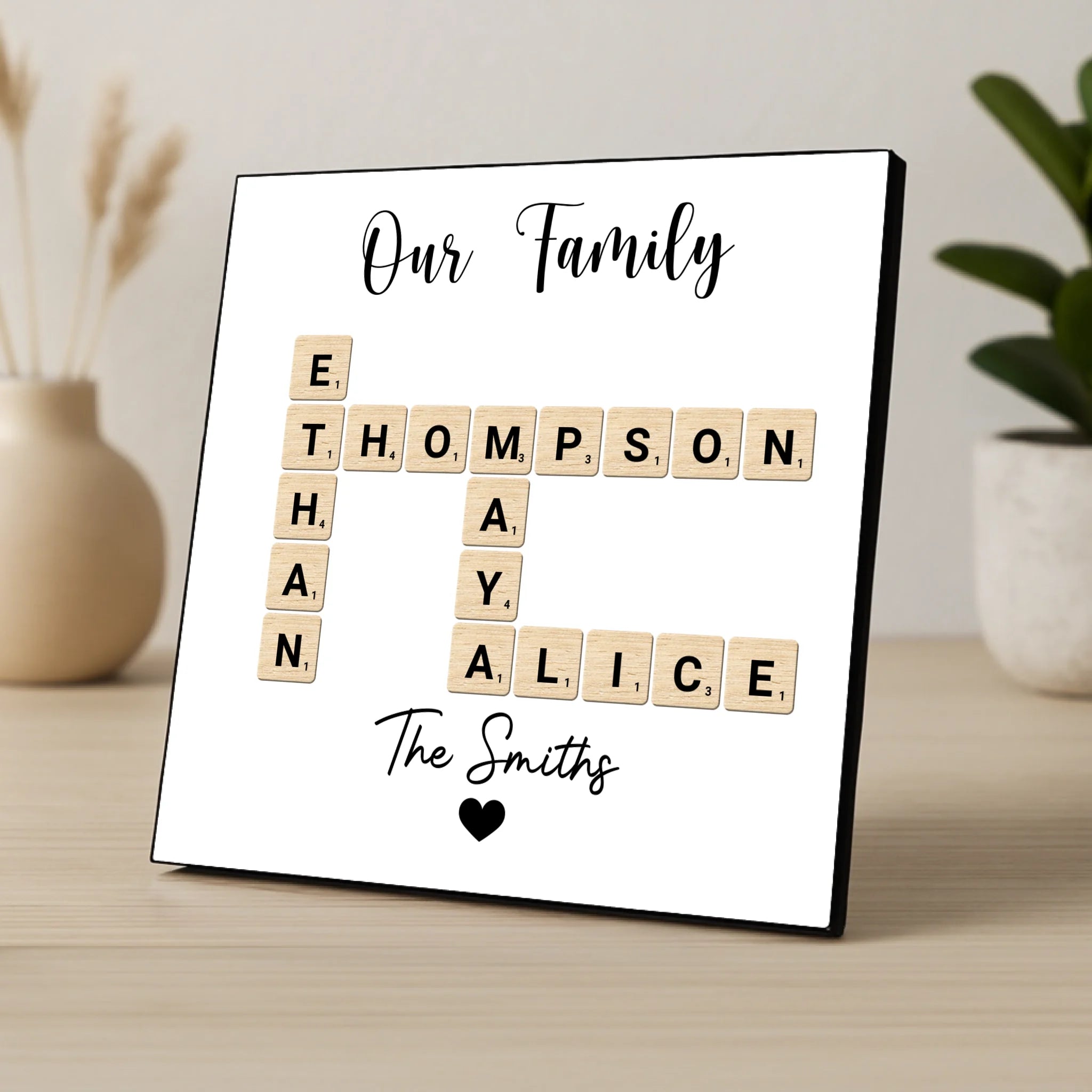 Custom Personalised Our Family Crossword Photo Panel - Up to 6 Names