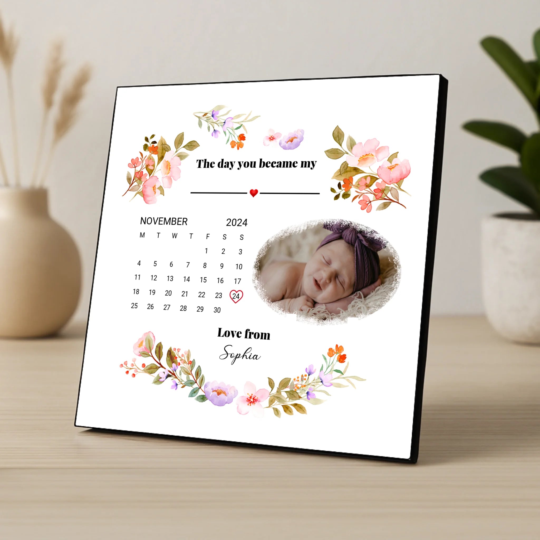 Custom Personalised The Day You Became My Photo Panel - Custom Image, Calendar & Recipient