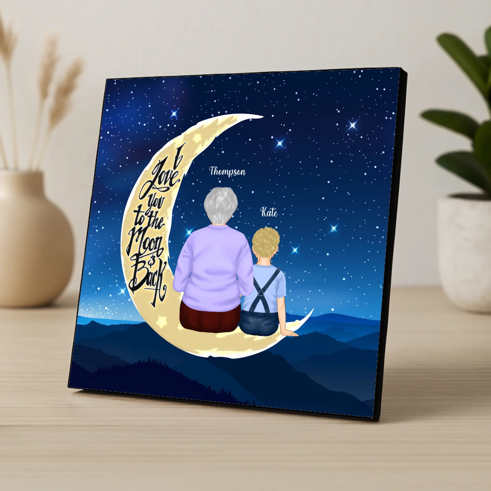 Custom Personalised I Love you To The Moon & Back Photo Panel - Perfect Grandparent Gift