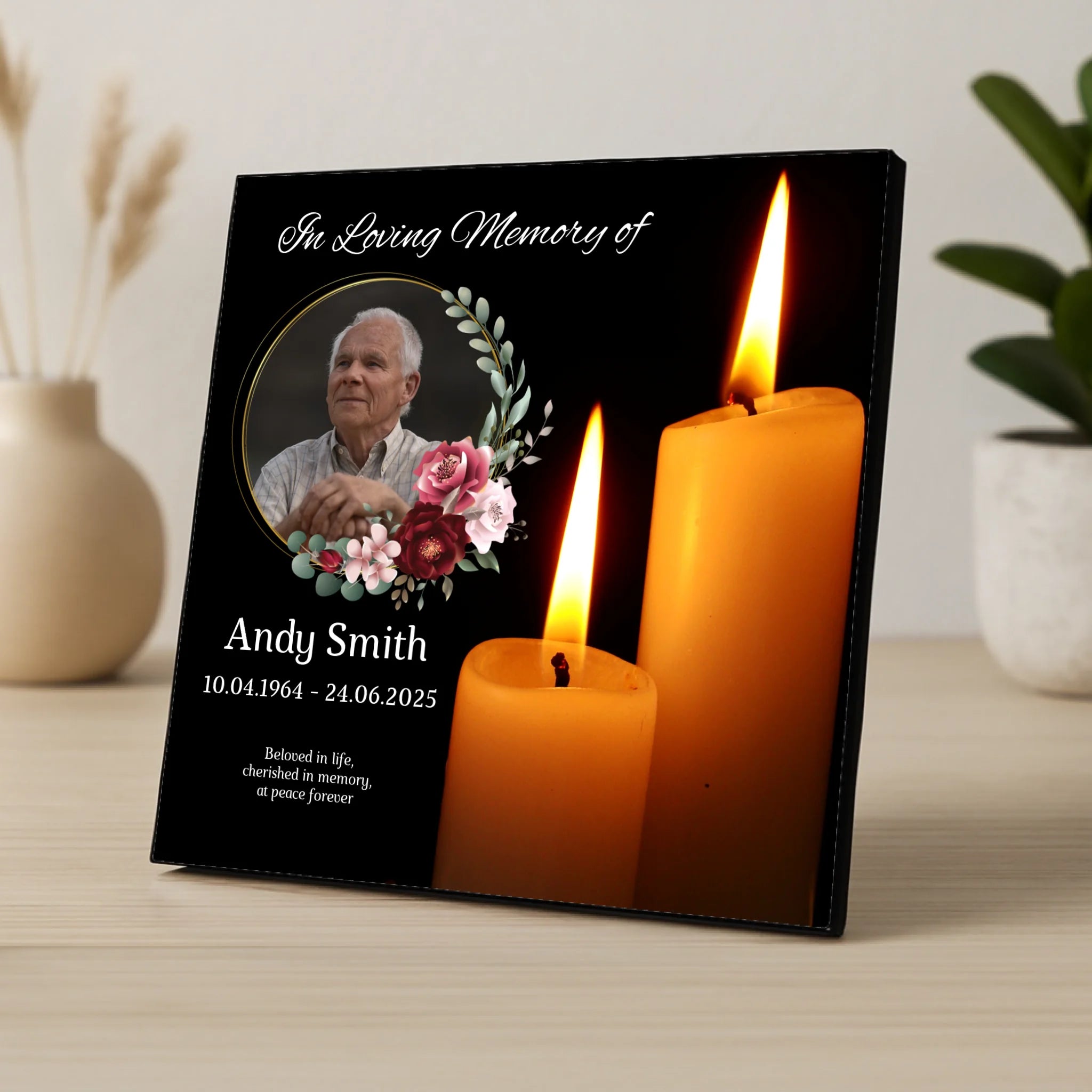 Custom Personalised Candlelit Memorial Photo Panel