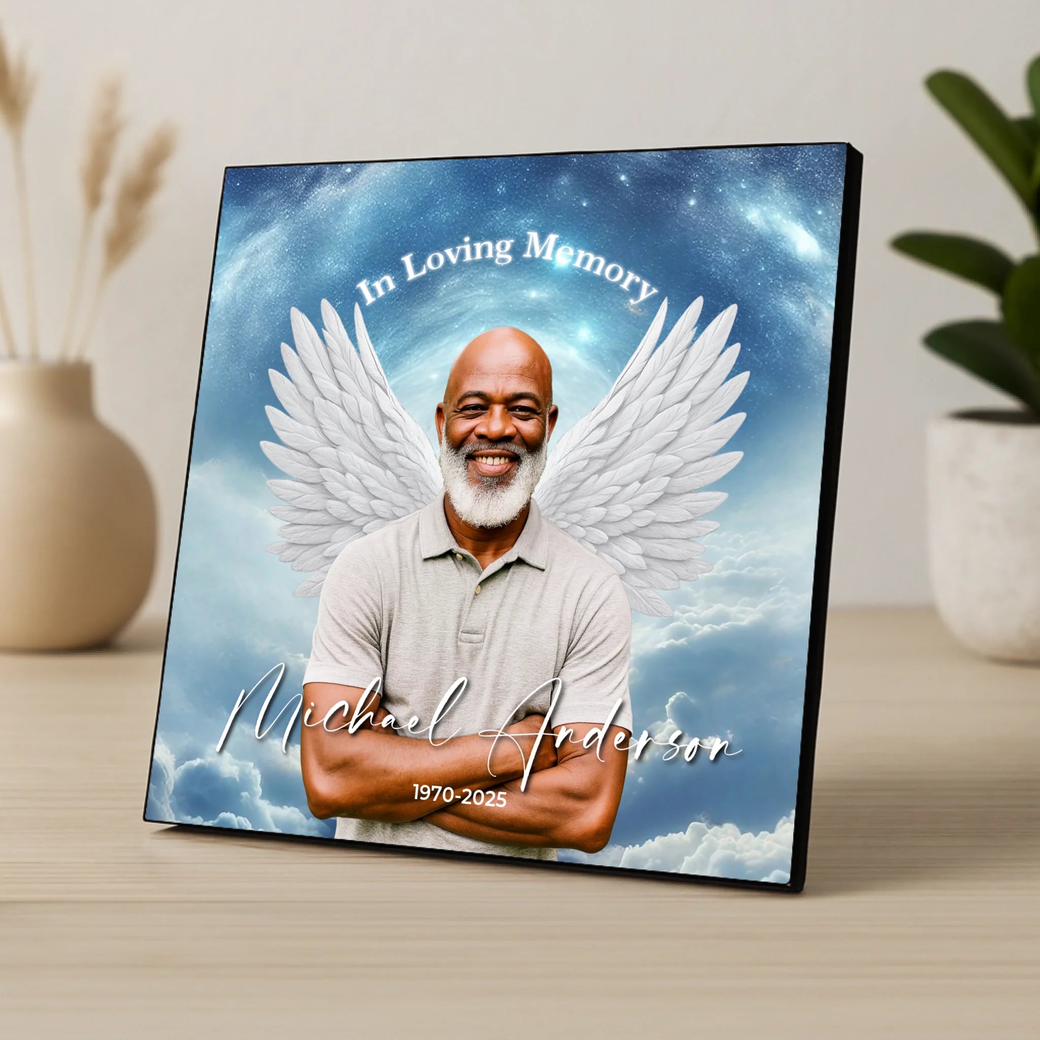 Custom Personalised Memorial Photo Panel - Angel Wings