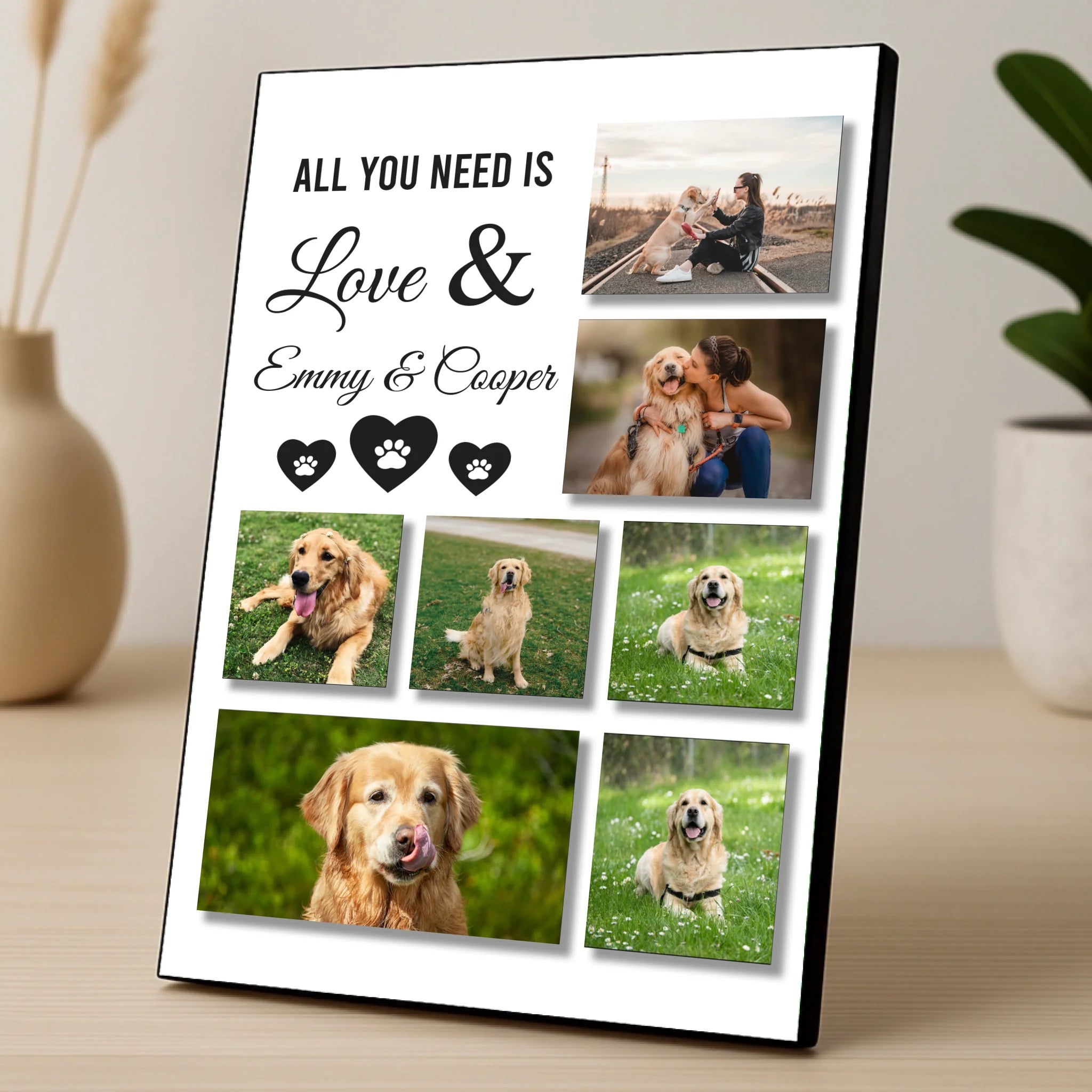 Personalised Pet Photo Collage Photo Panel - “All You Need is Love” Custom Gift