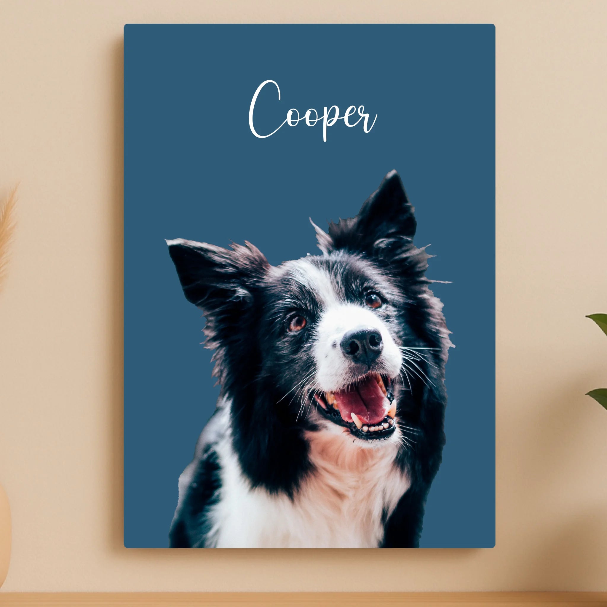 Custom Personalised Pet Portrait Metal Photo Panel - Custom Name & Background