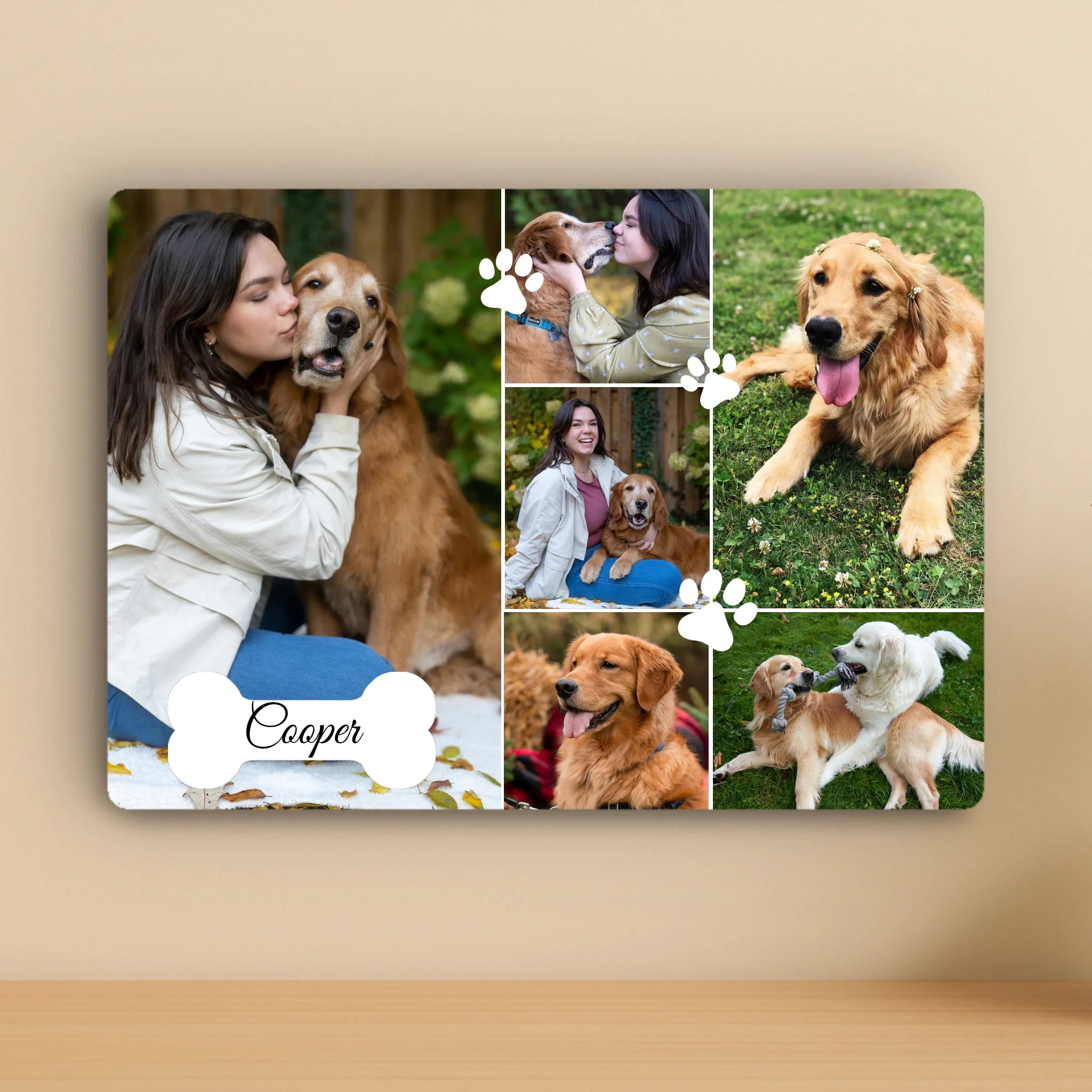 Custom Personalised Pet Collage Photo Panel - 6 Photos & Custom Name