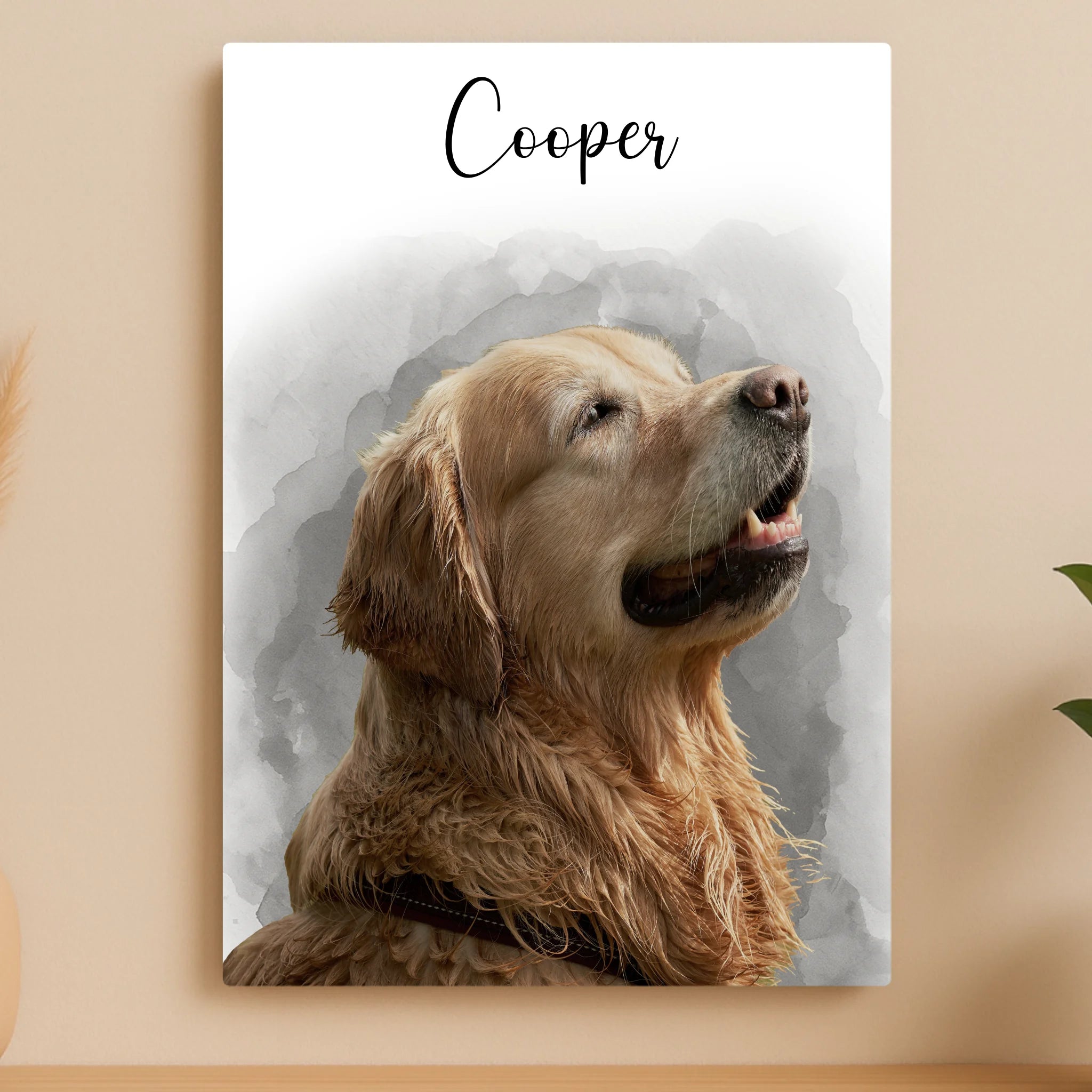 Custom Personalised Pet Portrait Metal Photo Panel - Custom Name & Photo
