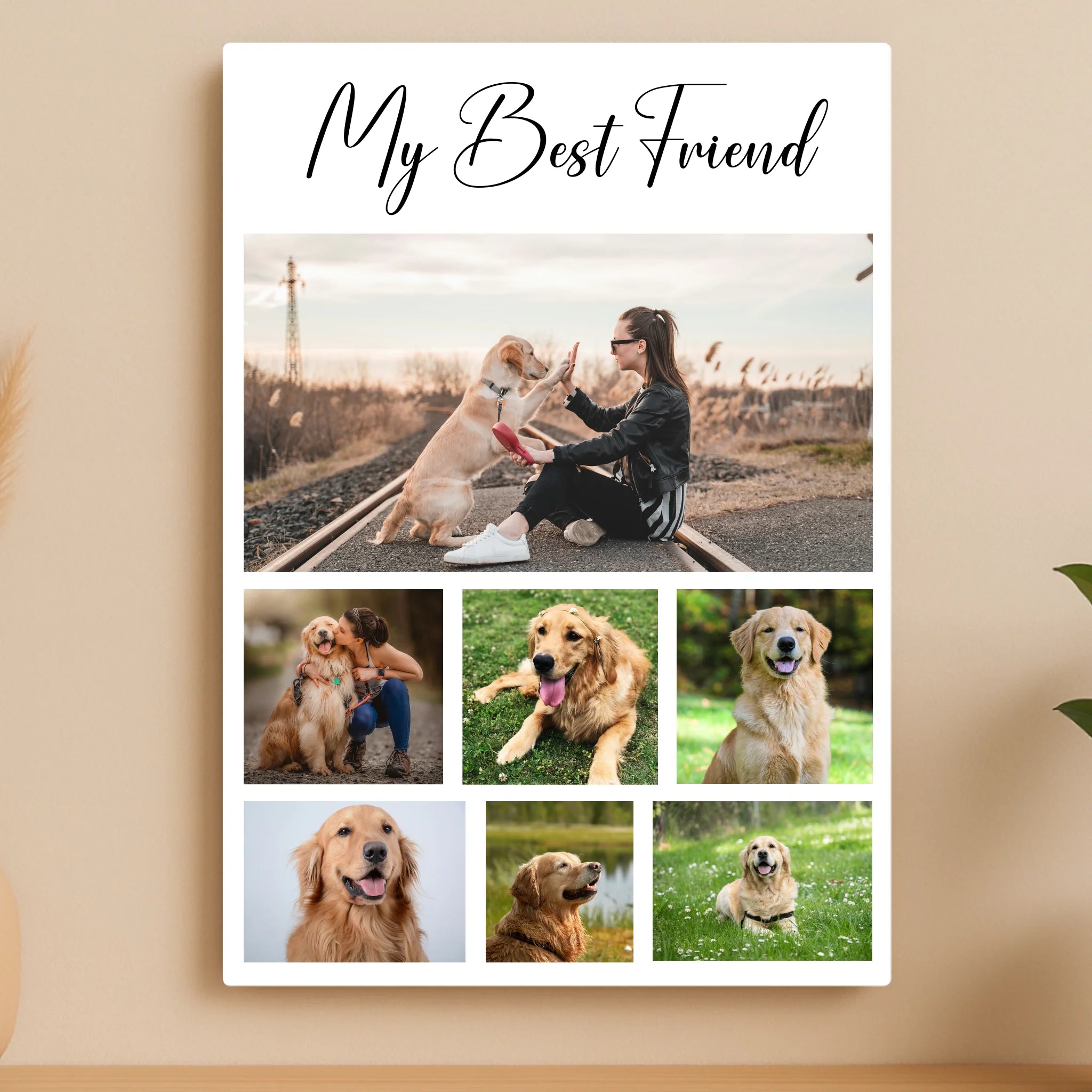 Custom Personalised Collage Metal Photo Panel - 7 Photos - Custom Text