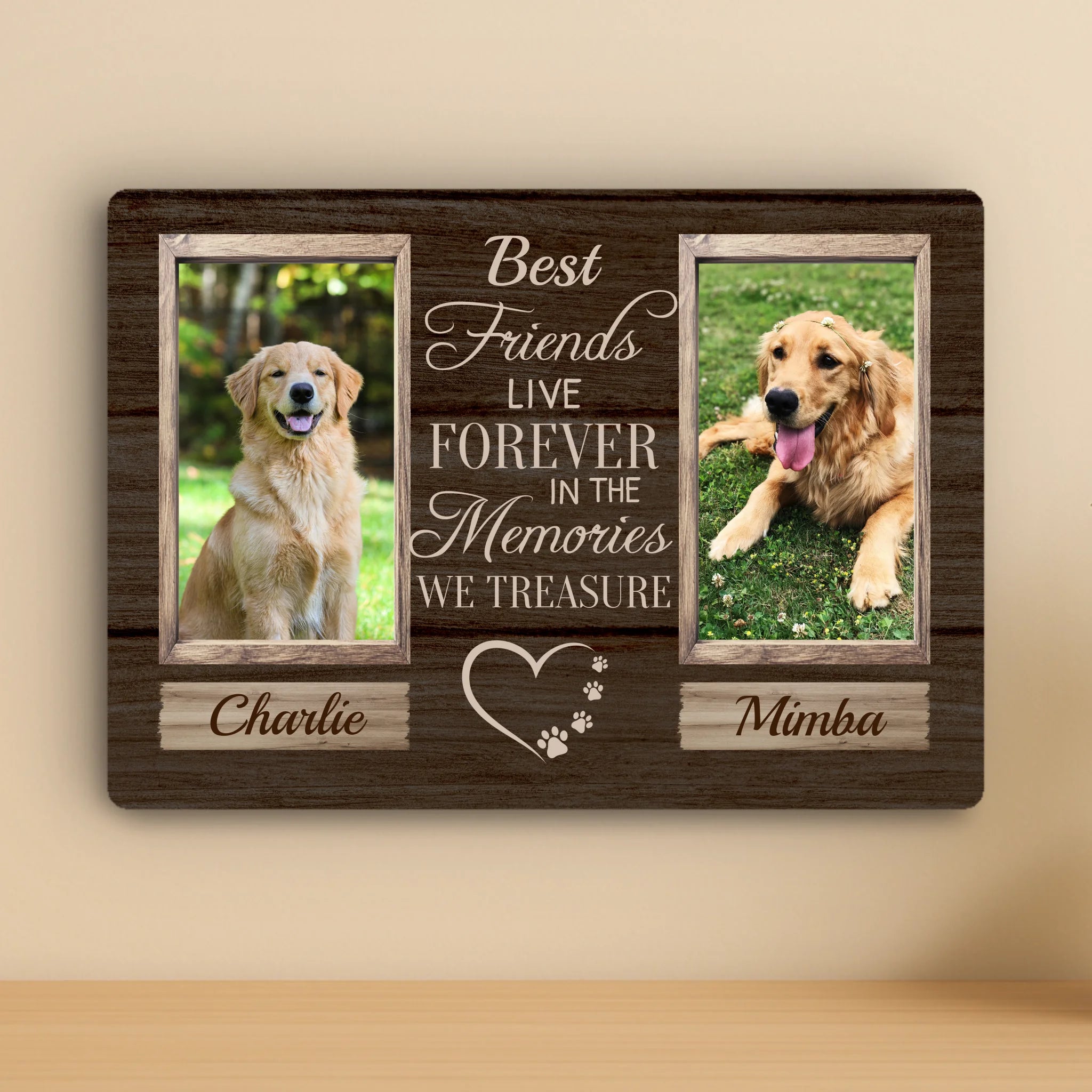 Custom Personalised Pet Memorial Metal Photo Panel - "Best Friends Live Forever"