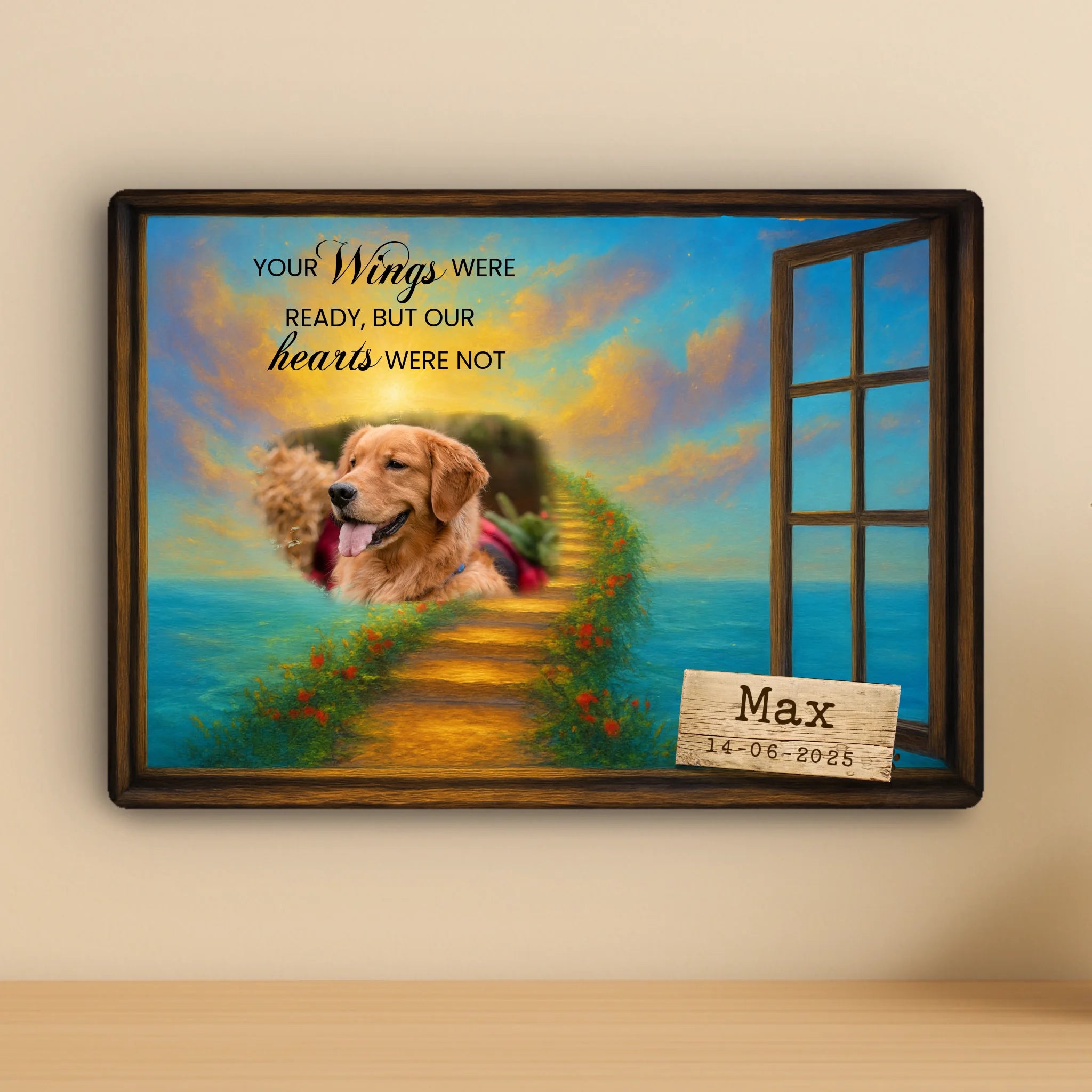 Custom Personalised Pet Memorial Metal Photo Panel - "Your Wings Were Ready"