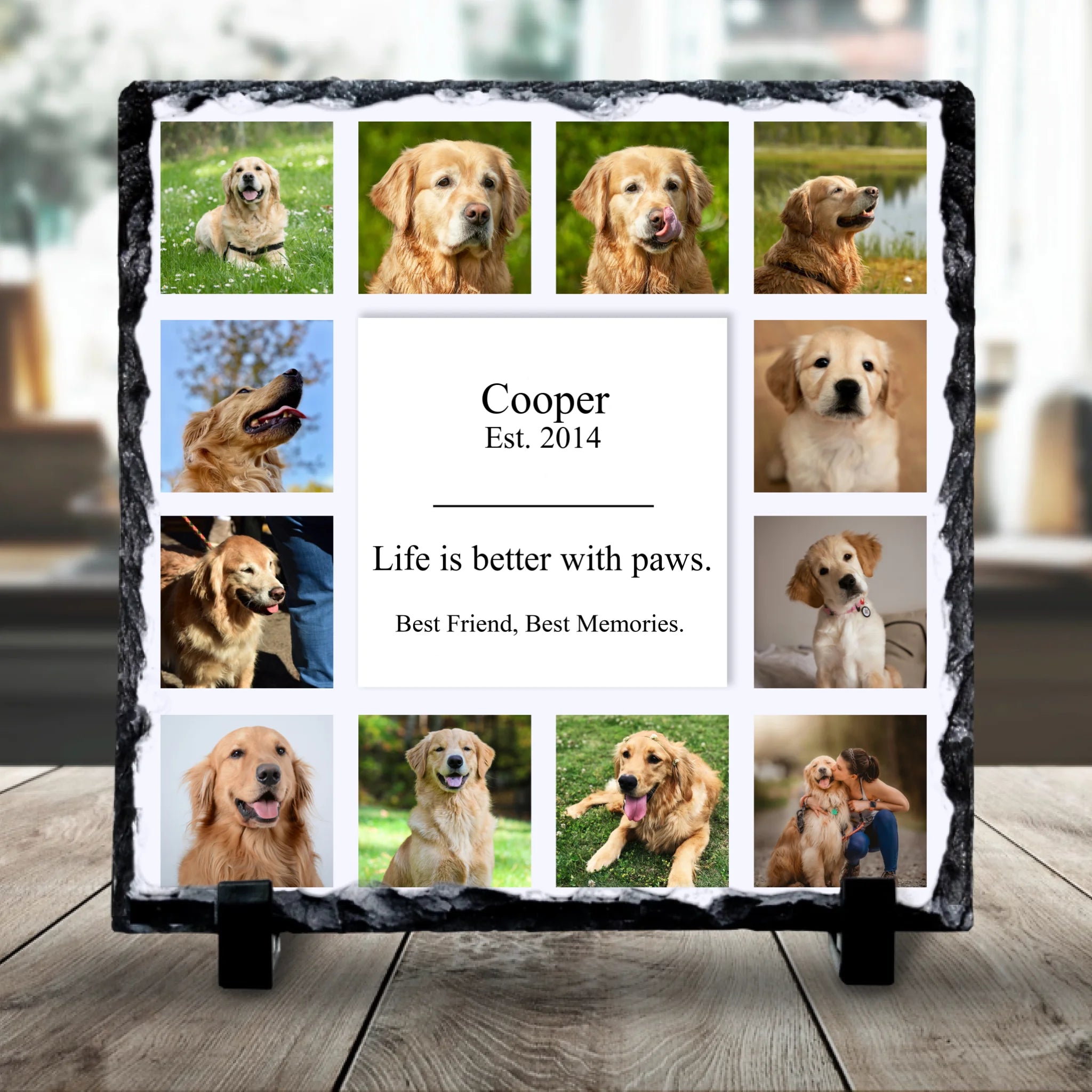 Custom Personalised Photo Slate - 12 Photos - "Life is Better With Paws"