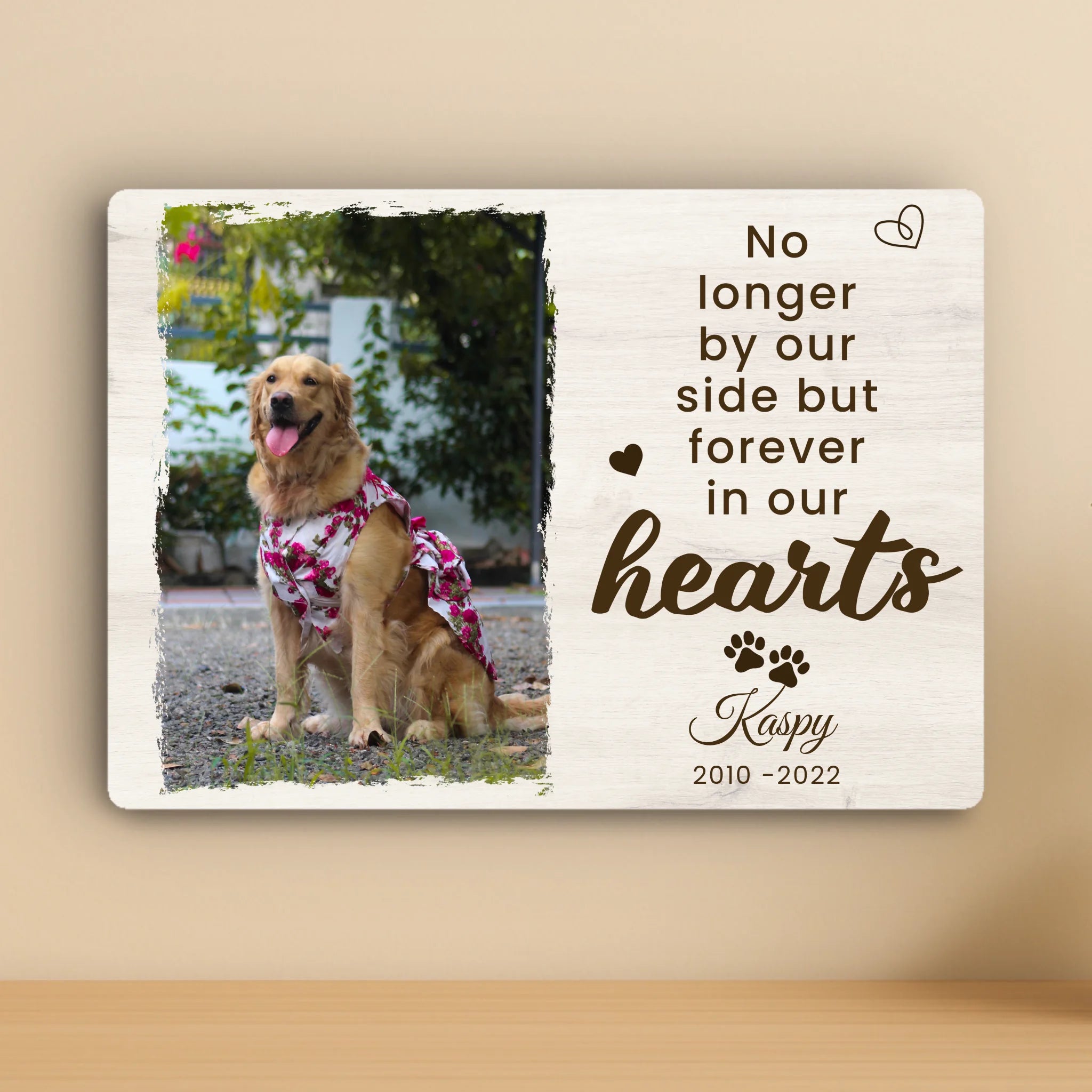 Custom Personalised Pet Memorial Metal Photo Panel - "Forever In Our Hearts"