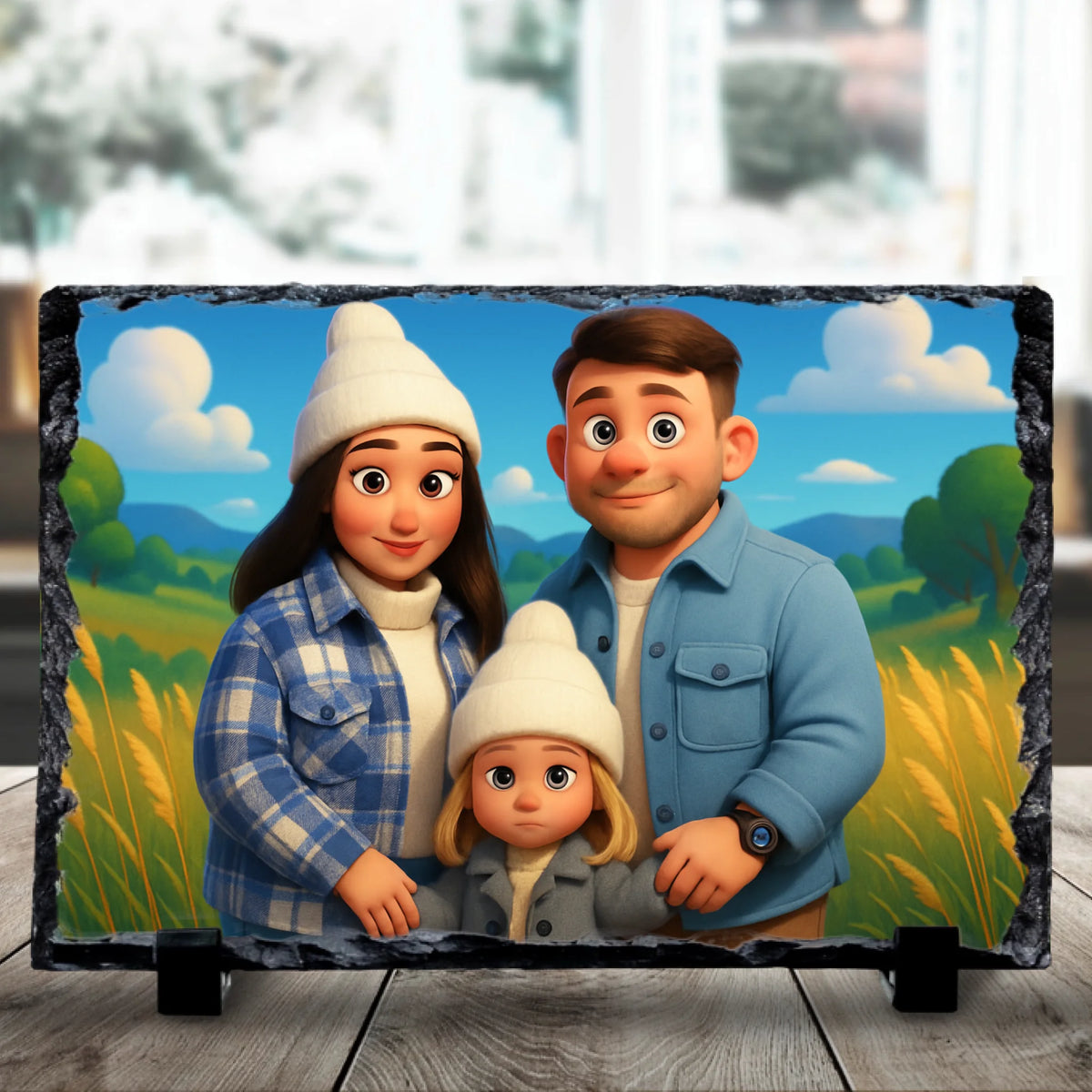 Custom Personalised Photo Slate – Cartoon Effect Family Gift