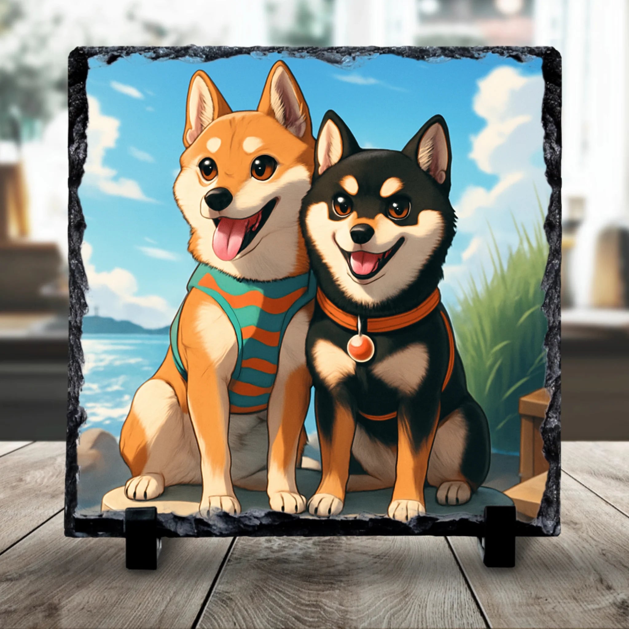 Custom Personalised Pet Anime Photo Slate – Cartoon Portrait Keepsake from Pet Photo