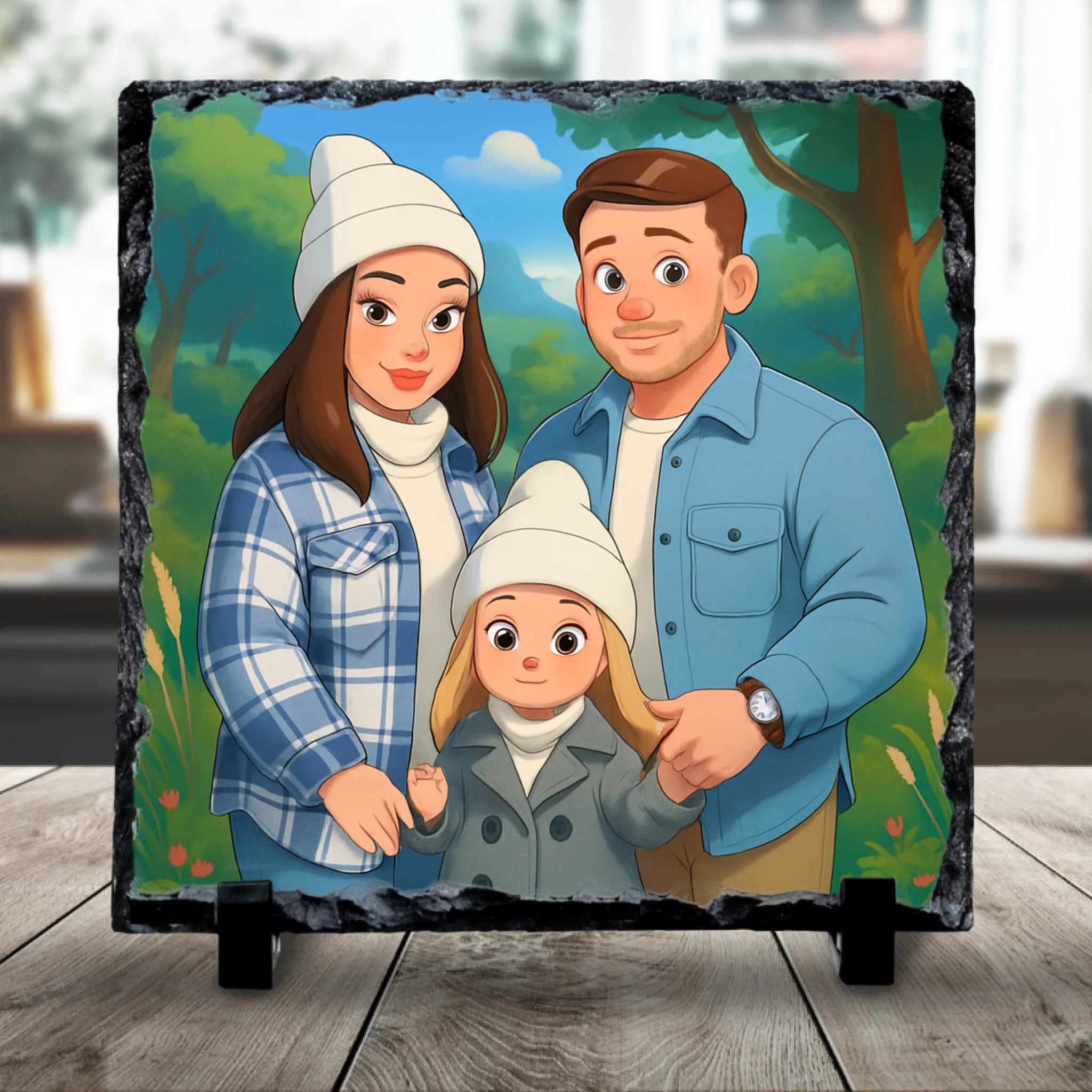 Custom Personalised Cartoon Portrait on Slate – Fairytale Style Gift