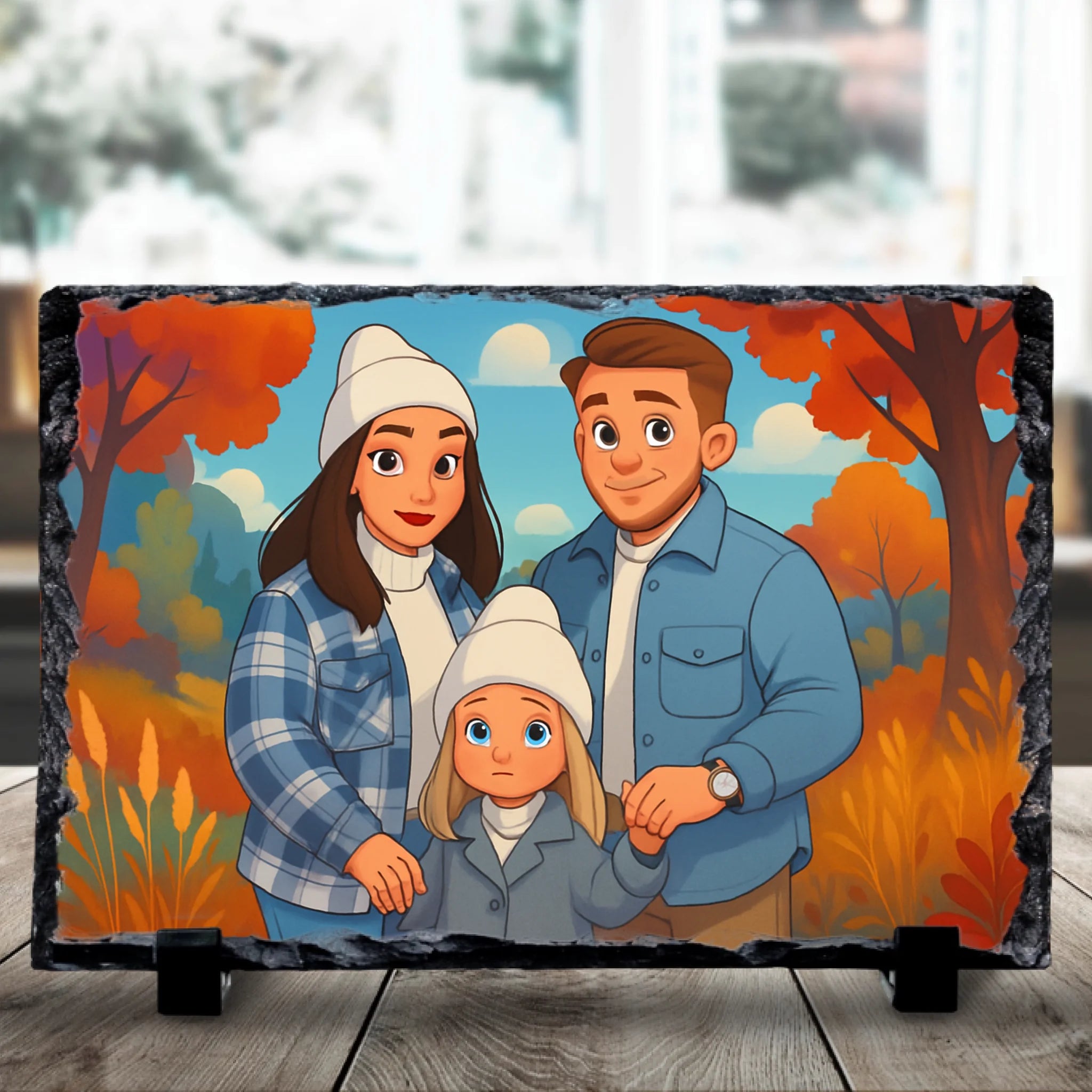 Personalised photo slate with animated magical design printed from a custom photo