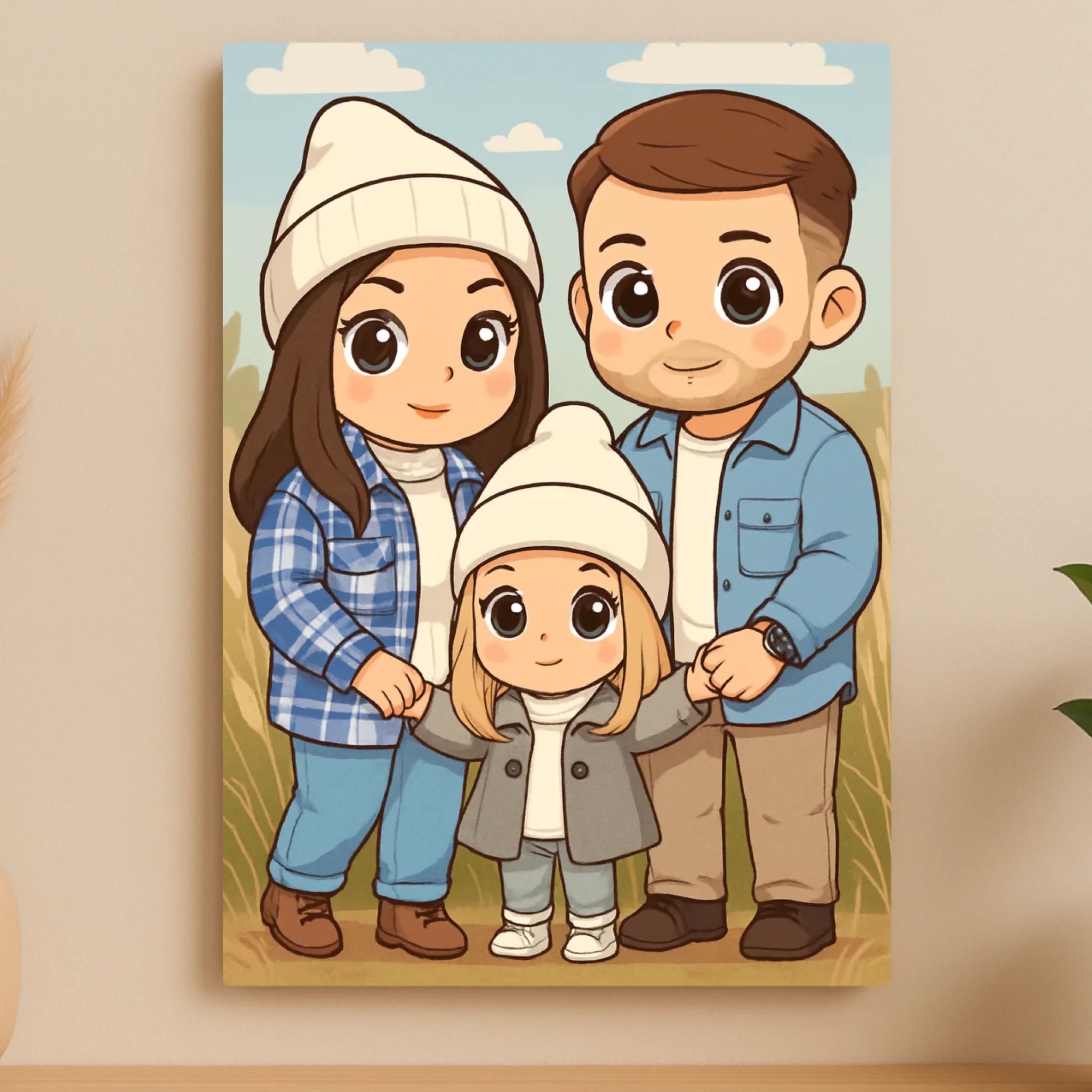 Custom Personalised Animated Chibi Style Metal Photo Panel