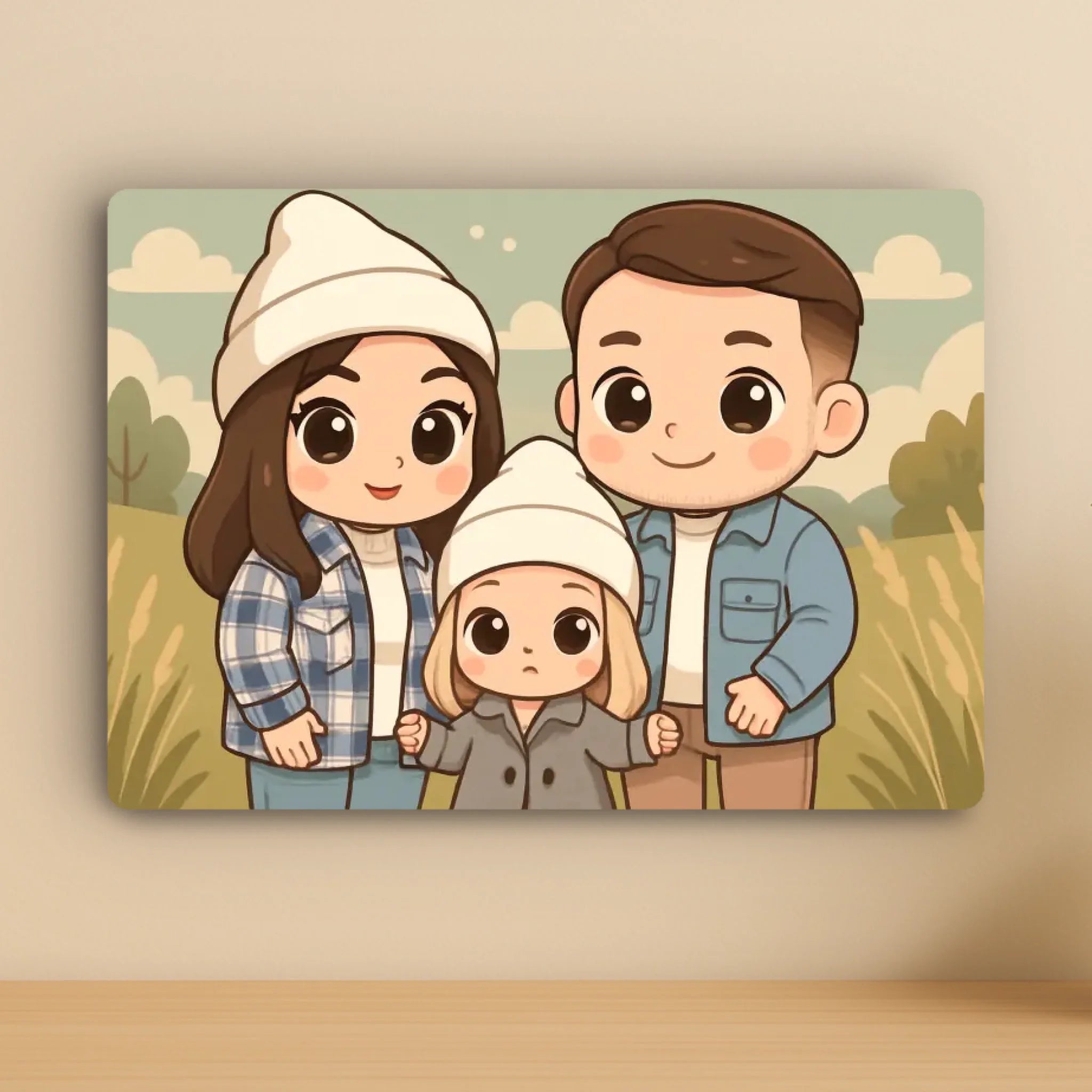 Custom Personalised Animated Chibi Style Metal Photo Panel